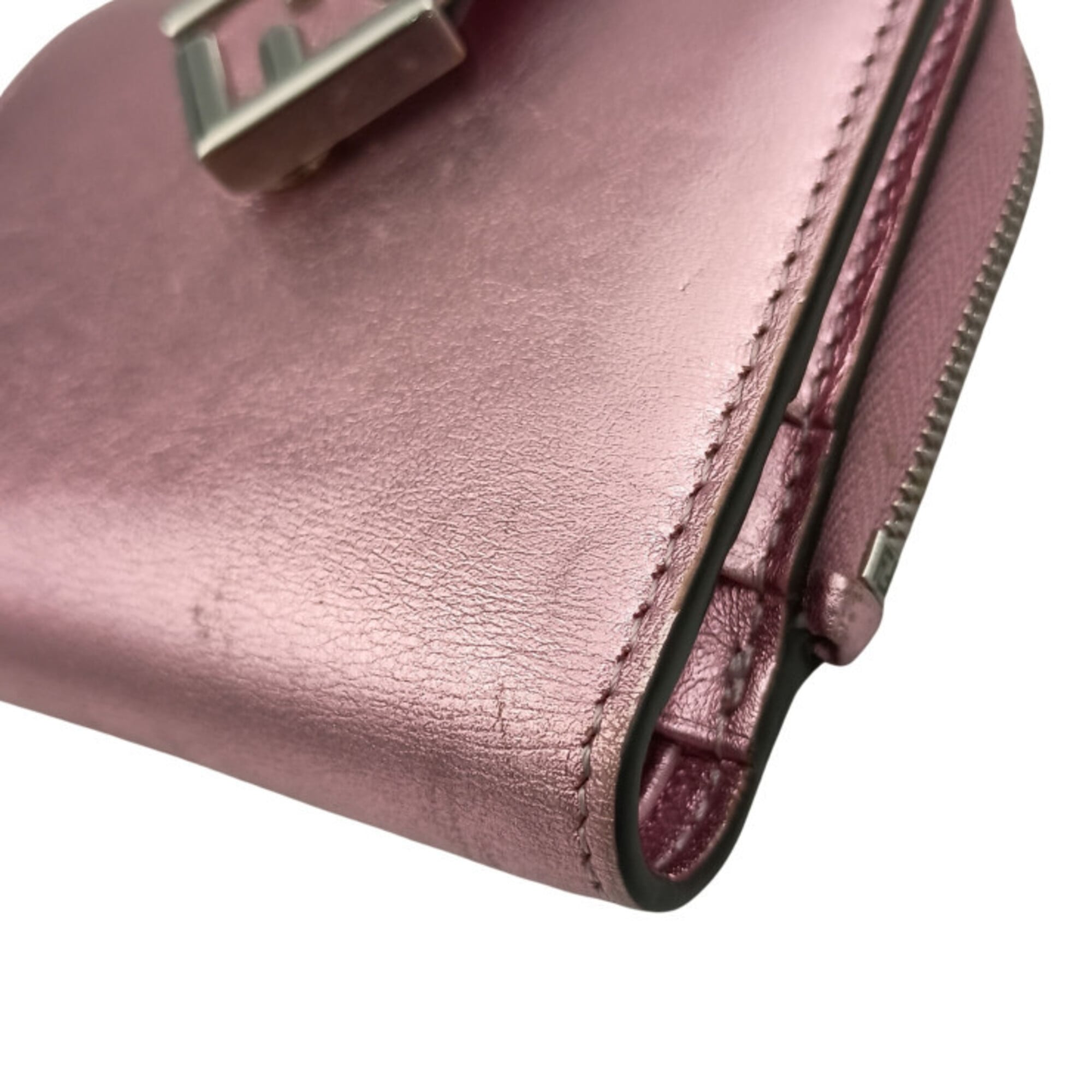 Fendi Metallic Pink Leather Wallet (Bi-Fold) (Pre-Owned)