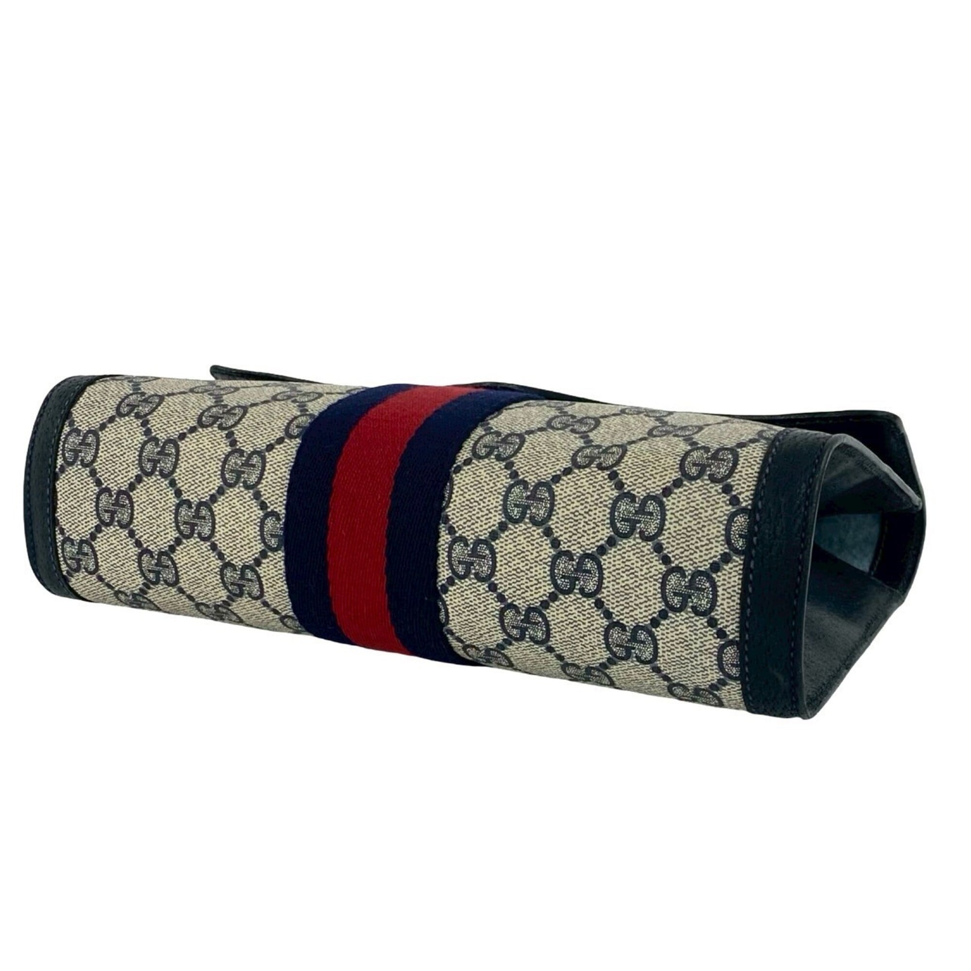 Gucci Navy Red Color Leather Pvc Clutch Bag (Pre-Owned)