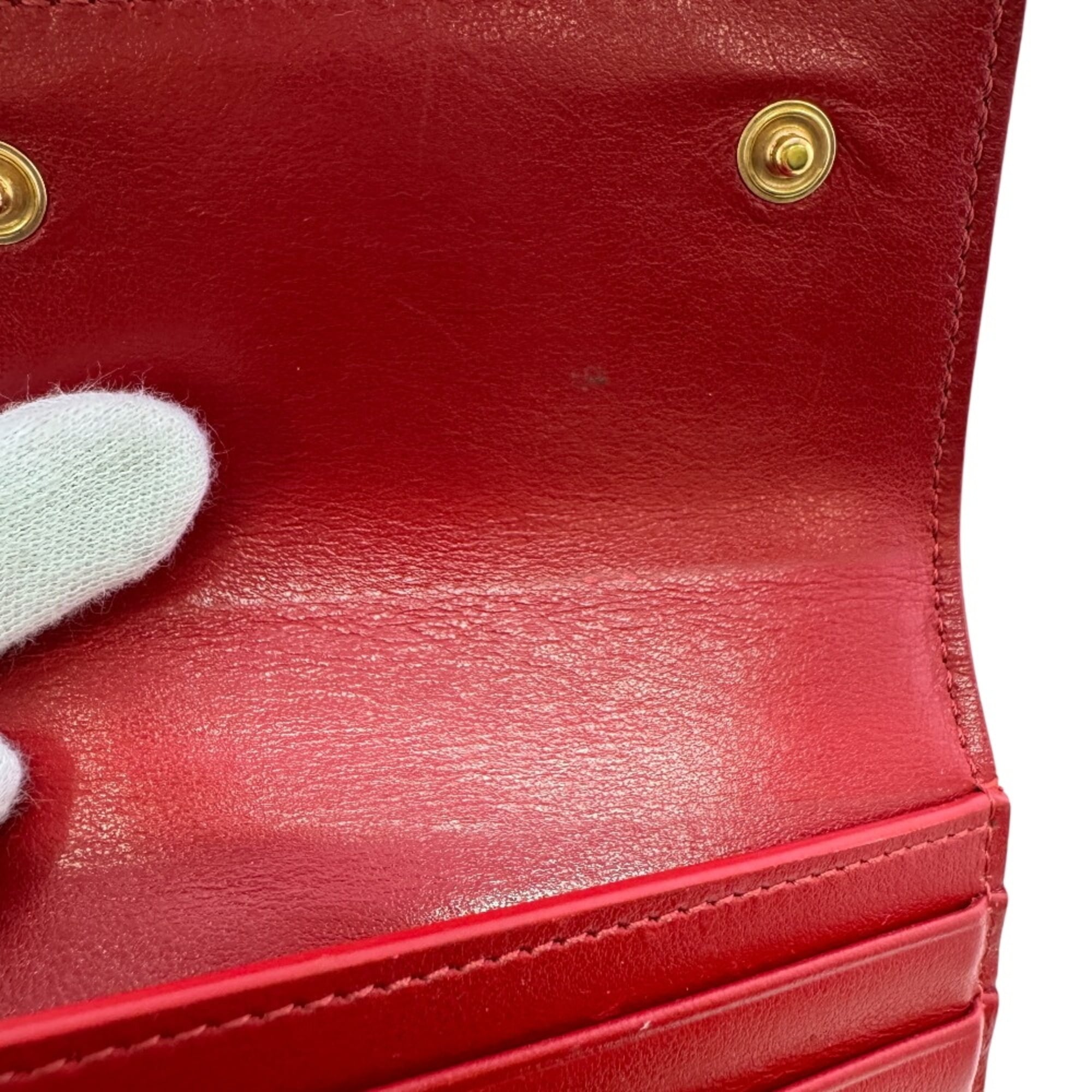 Celine Red Color Leather Wallet (Tri-Fold) (Pre-Owned)