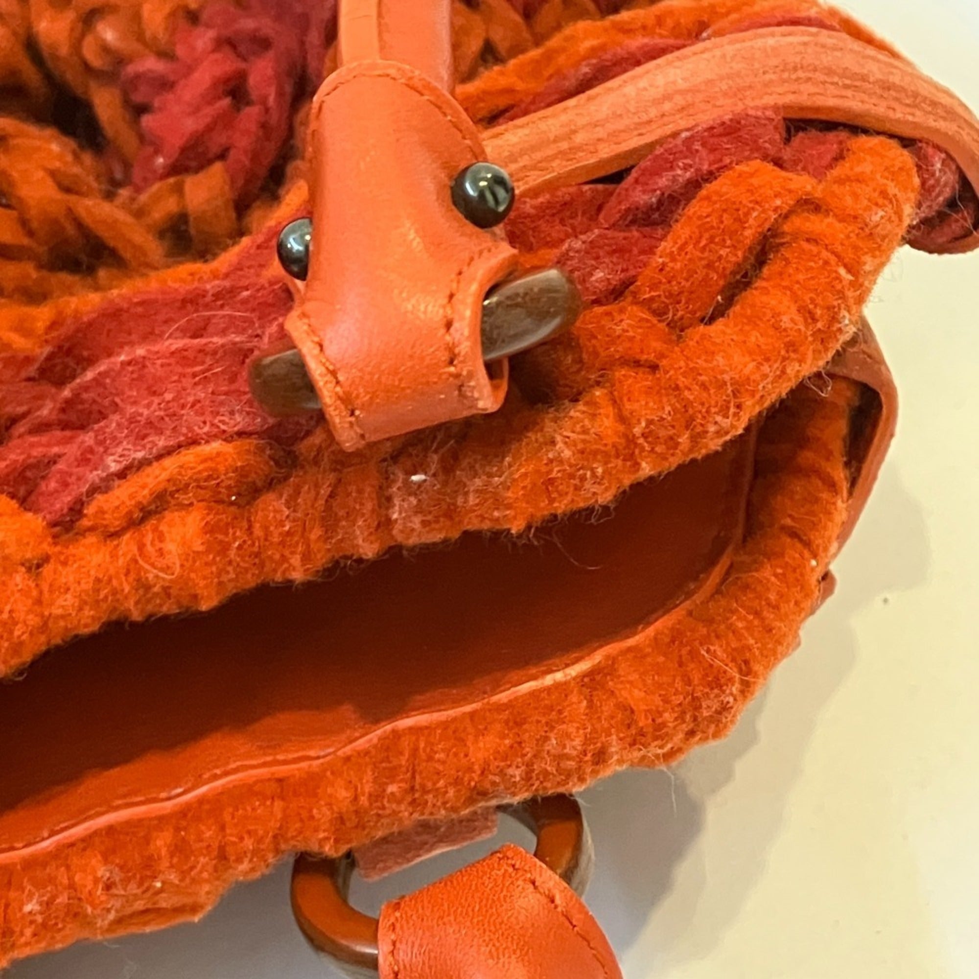 Salvatore Ferragamo Orange Knit Handbag (Pre-Owned)