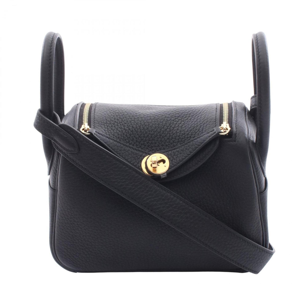 Hermes Black Taurillon Clemence Leather Handbag Shoulder Bag (Pre-Owned)