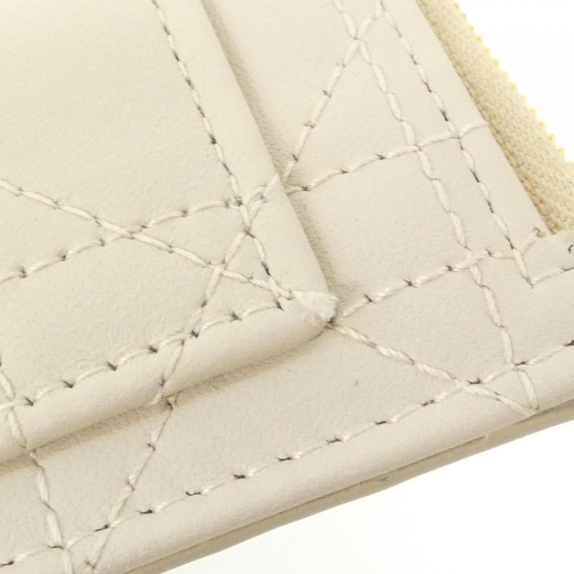 Christian Dior Ivory Leather Coin Purse/Coin Case (Pre-Owned)