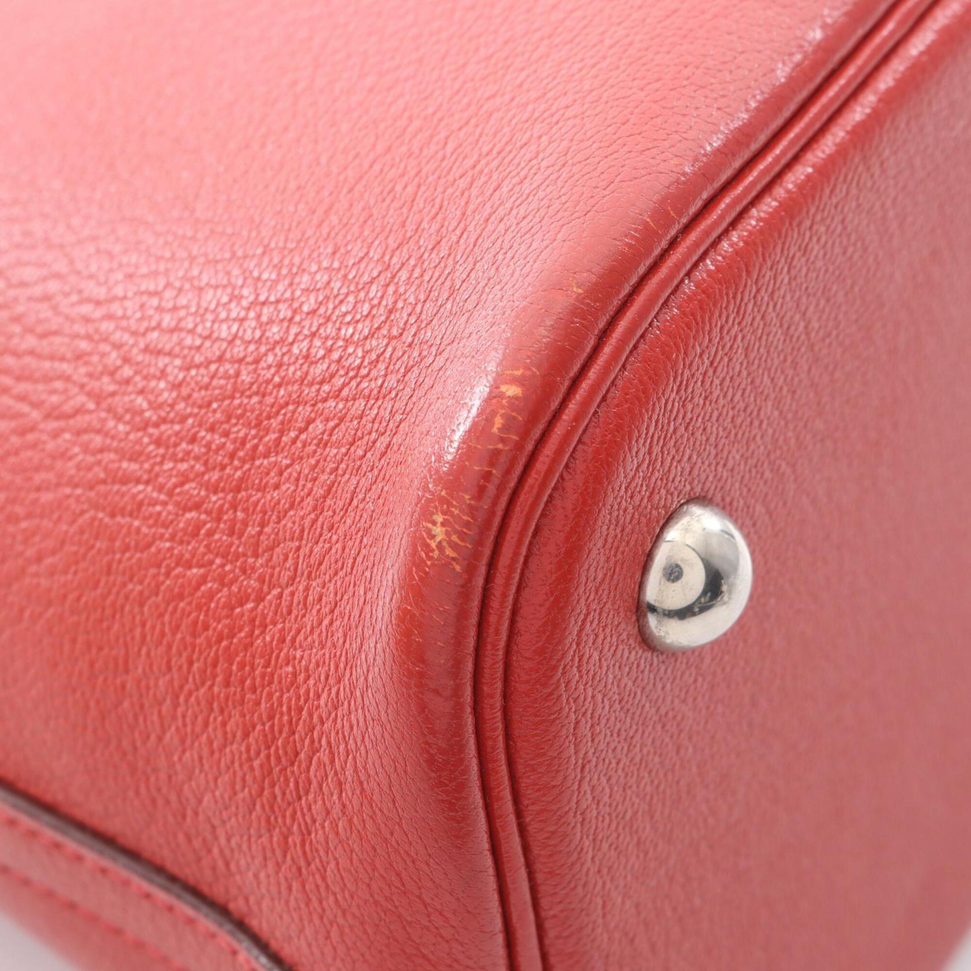 Hermes Red Color Rouge Garance Chevre Leather Handbag (Pre-Owned)