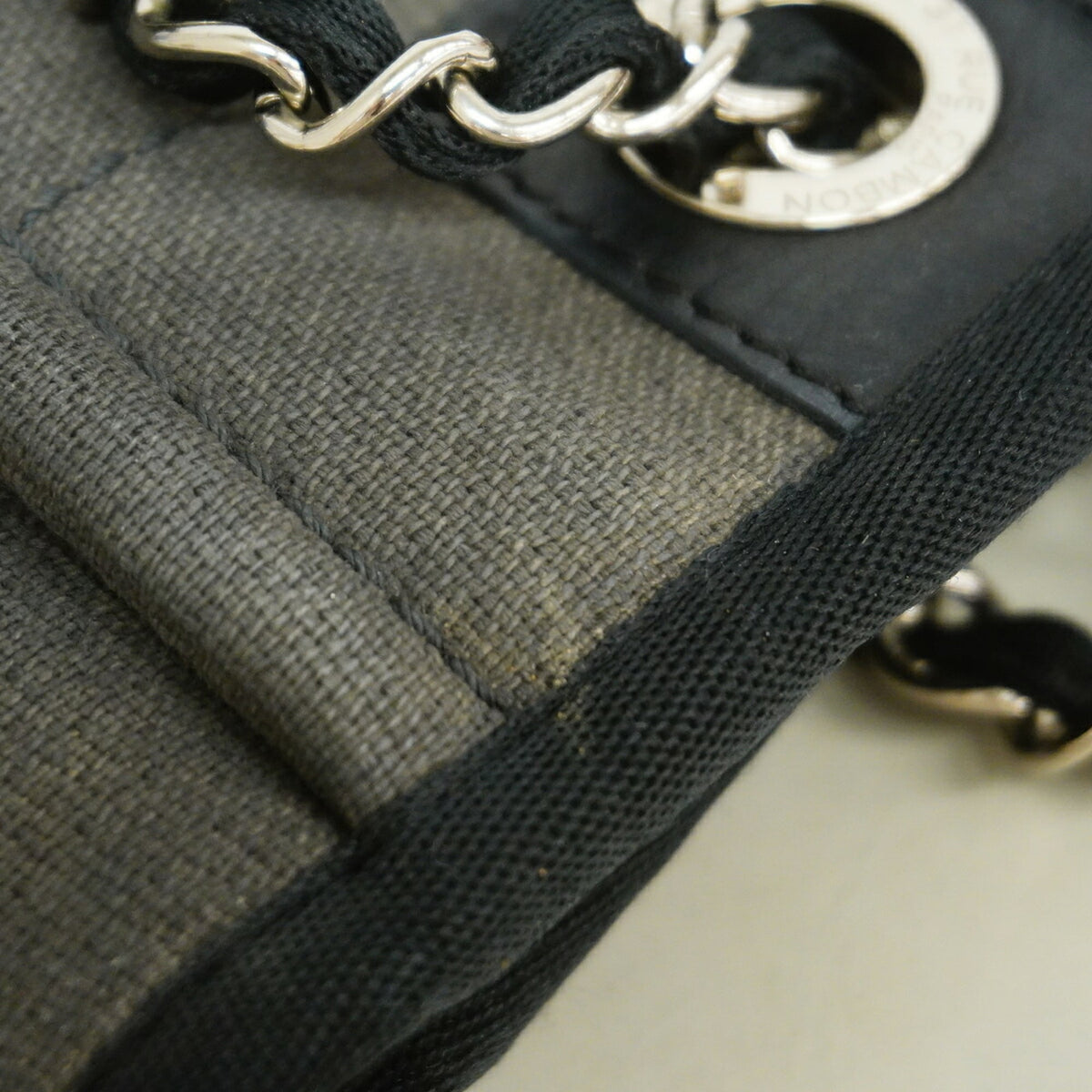 Chanel Black Gray Canvas Tote Bag (Pre-Owned)