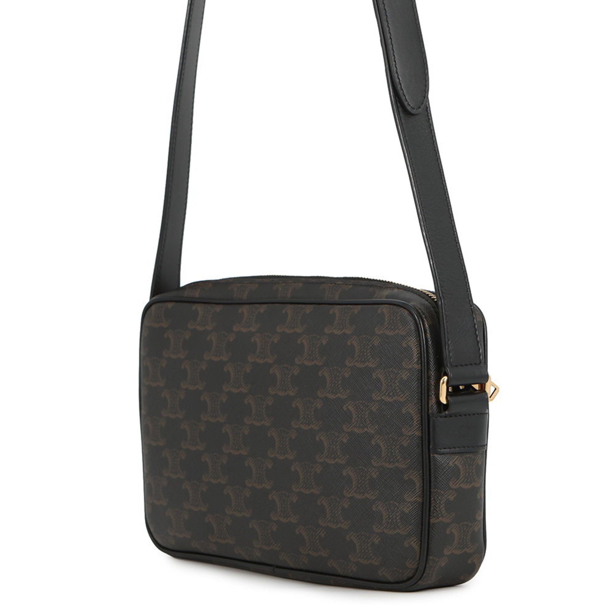 Celine Black Brown Pvc Leather Messenger Bag Shoulder Bag (Pre-Owned)