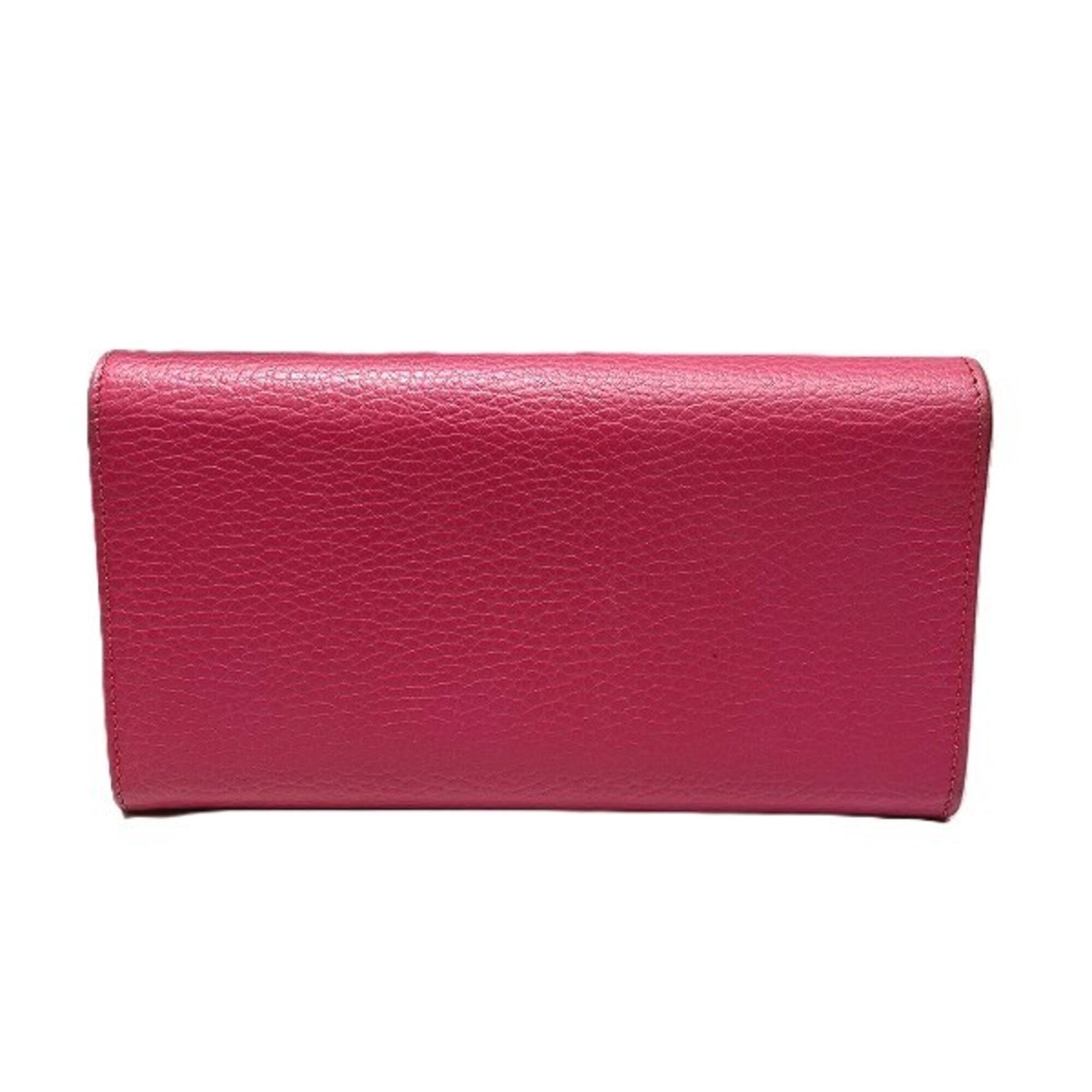 Gucci Pink Leather Long Wallet (Bi-Fold) (Pre-Owned)
