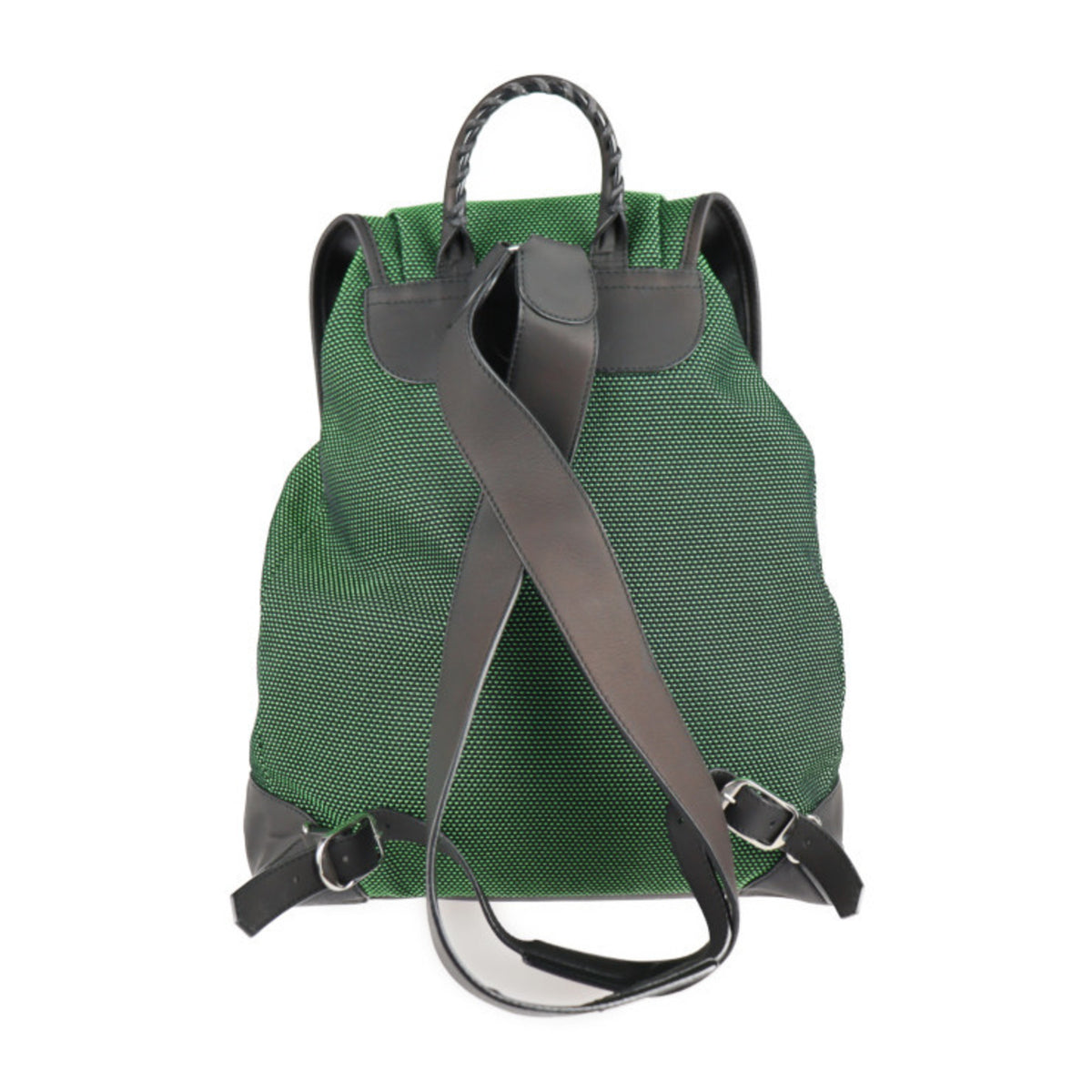 Balenciaga Black Green Nylon Canvas Leather Backpack (Pre-Owned)
