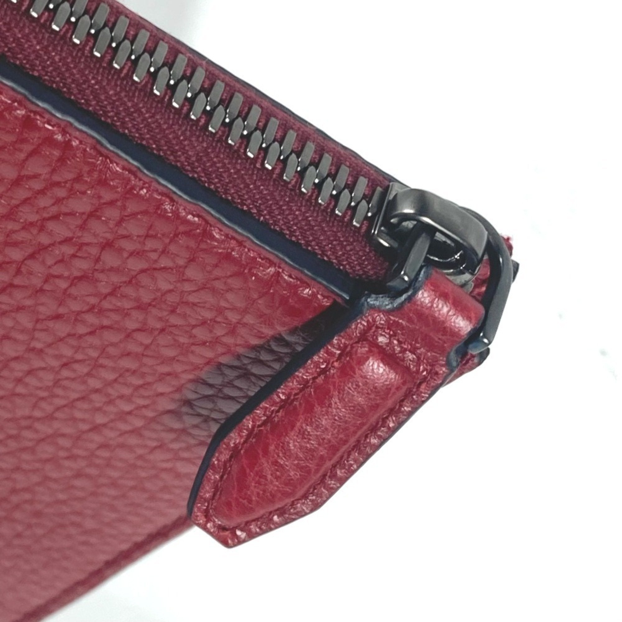 Salvatore Ferragamo Red Color Leather Clutch Bag Pouch (Pre-Owned)