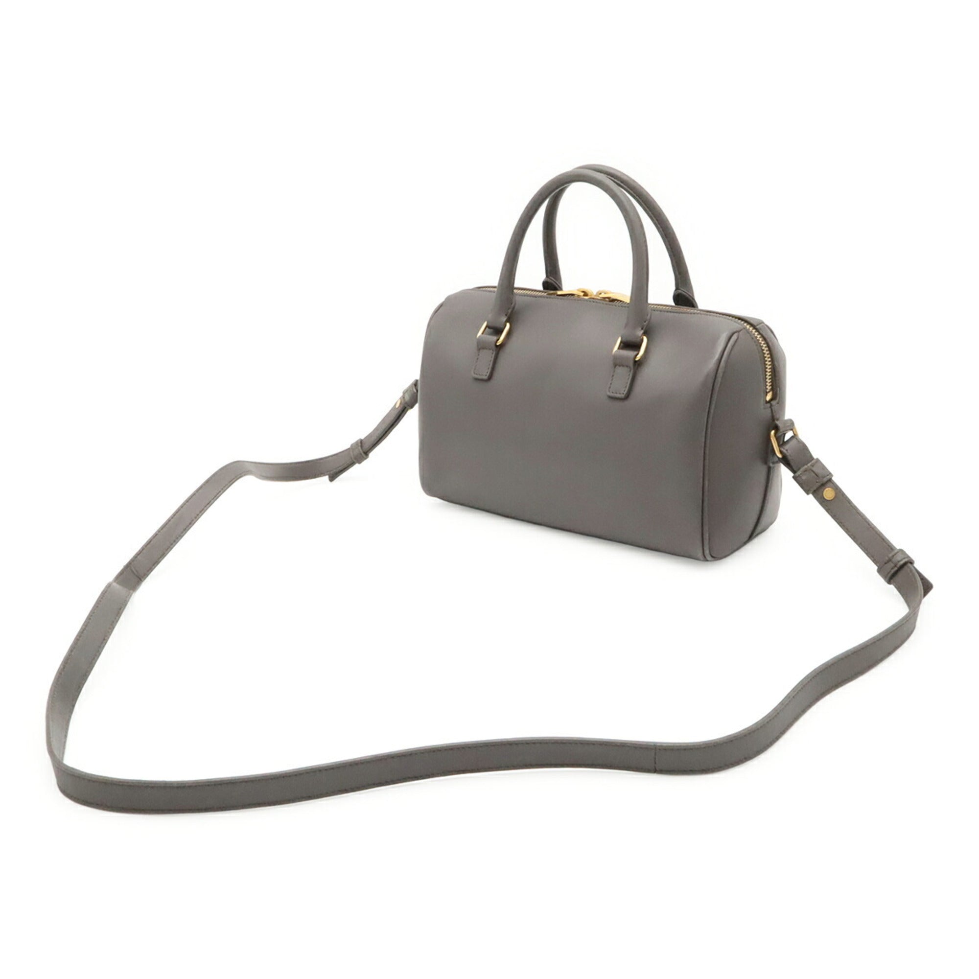 Yves Saint Laurent Gray Leather Handbag Shoulder Bag (Pre-Owned)