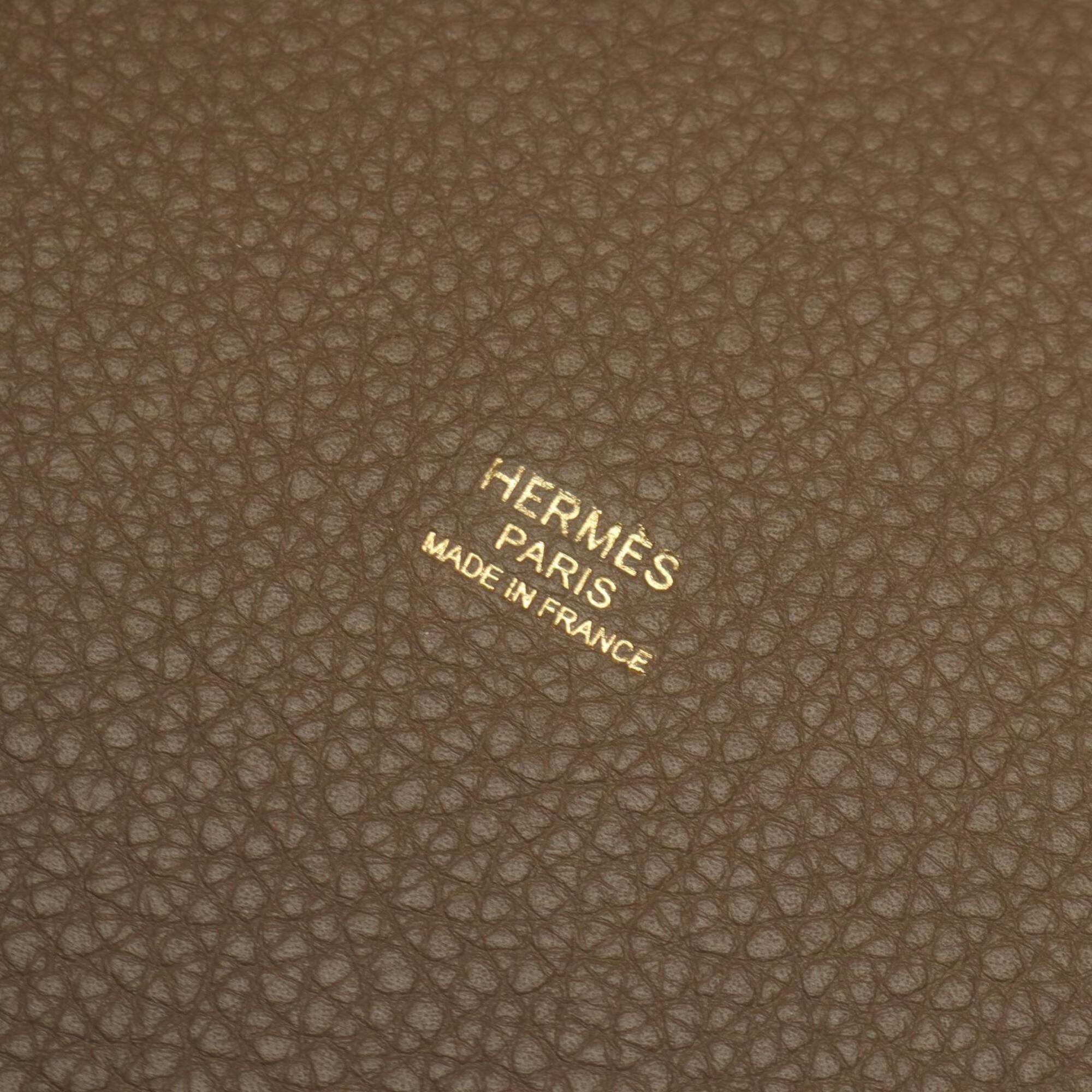 Hermes Etoupe Gray Gray Taurillon Clemence Leather Leather Handbag (Pre-Owned)