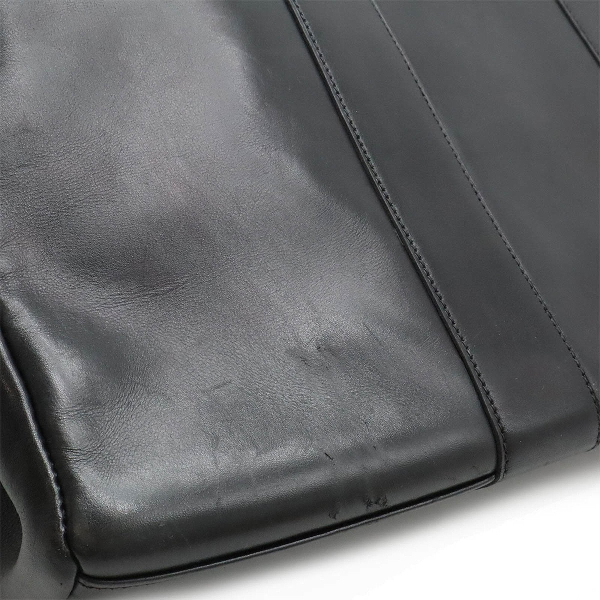 Hermes Fourre Tout Black Leather Handbag Tote Bag (Pre-Owned)