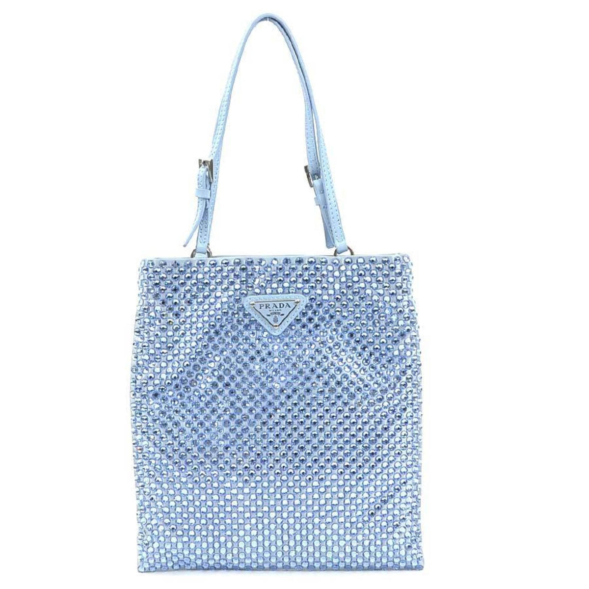 Prada Light Blue Satin Rhinestone Handbag (Pre-Owned)