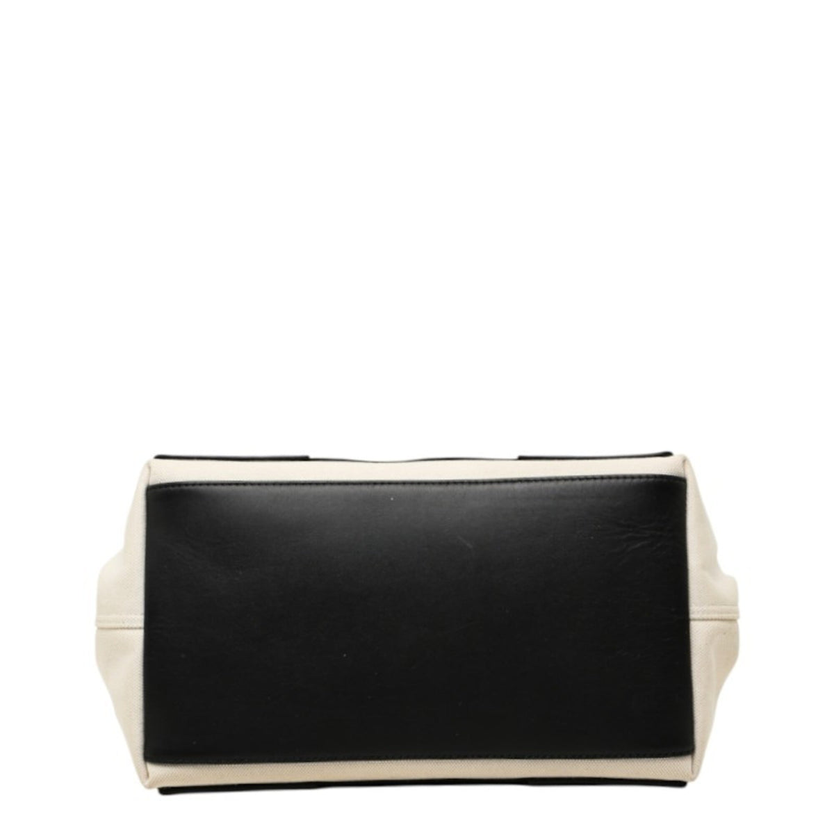 Balenciaga Black Ivory Canvas Leather Handbag Tote Bag (Pre-Owned)