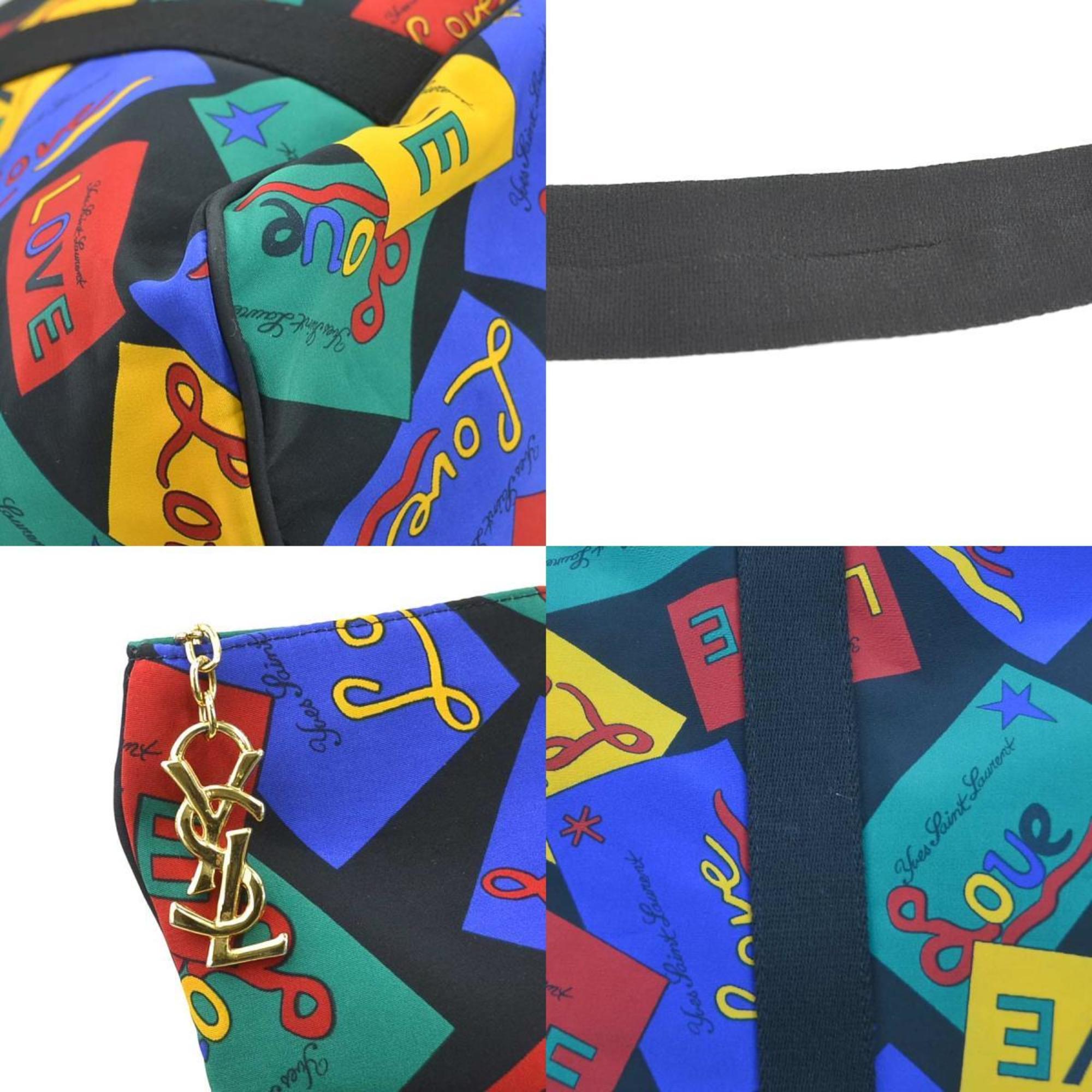 Yves Saint Laurent Black Multi-Color Nylon Shoulder Bag Tote Bag (Pre-Owned)