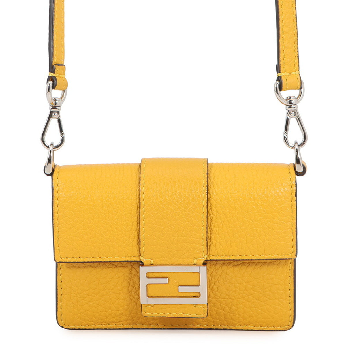 Fendi Yellow Leather Handbag Pochette Shoulder Bag (Pre-Owned)