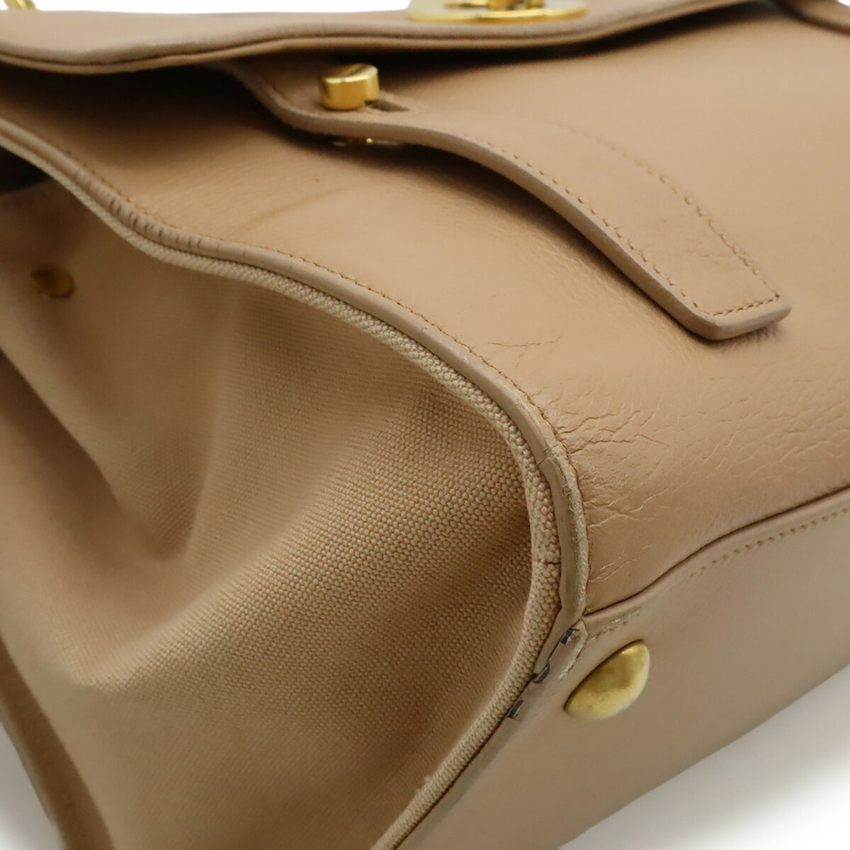 Yves Saint Laurent Pink Beige Leather Handbag Shoulder Bag (Pre-Owned)
