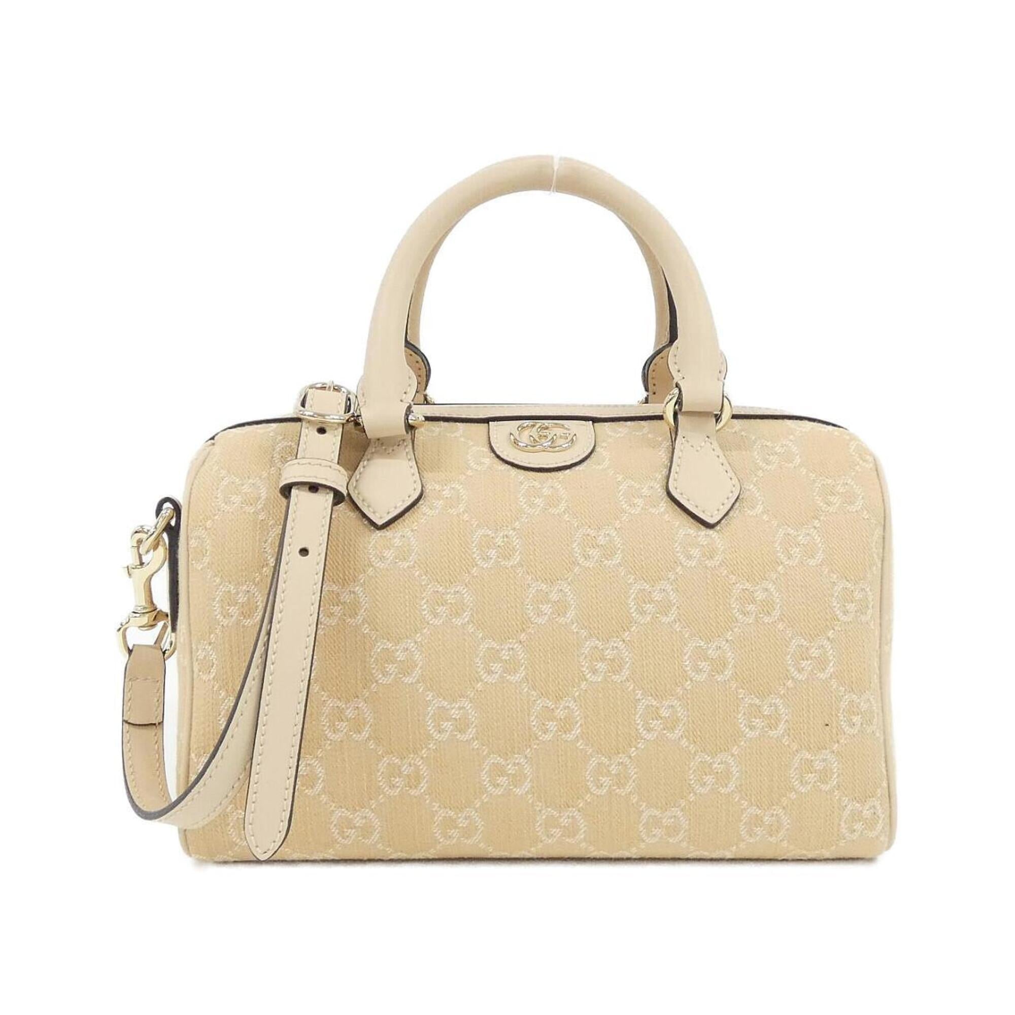 Gucci Light Beige Denim Leather Boston Bag (Pre-Owned)