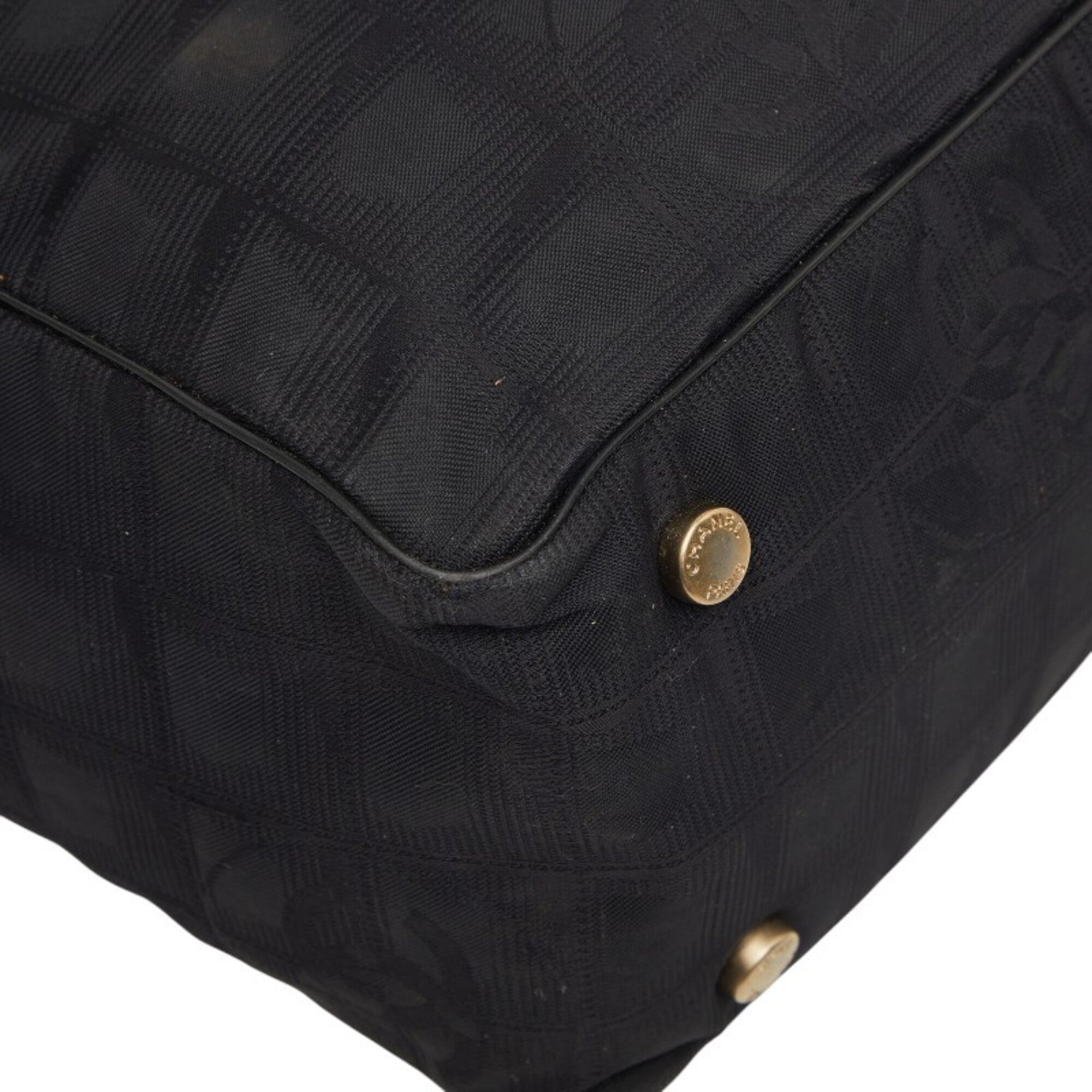 Chanel Black Nylon Leather Handbag (Pre-Owned)