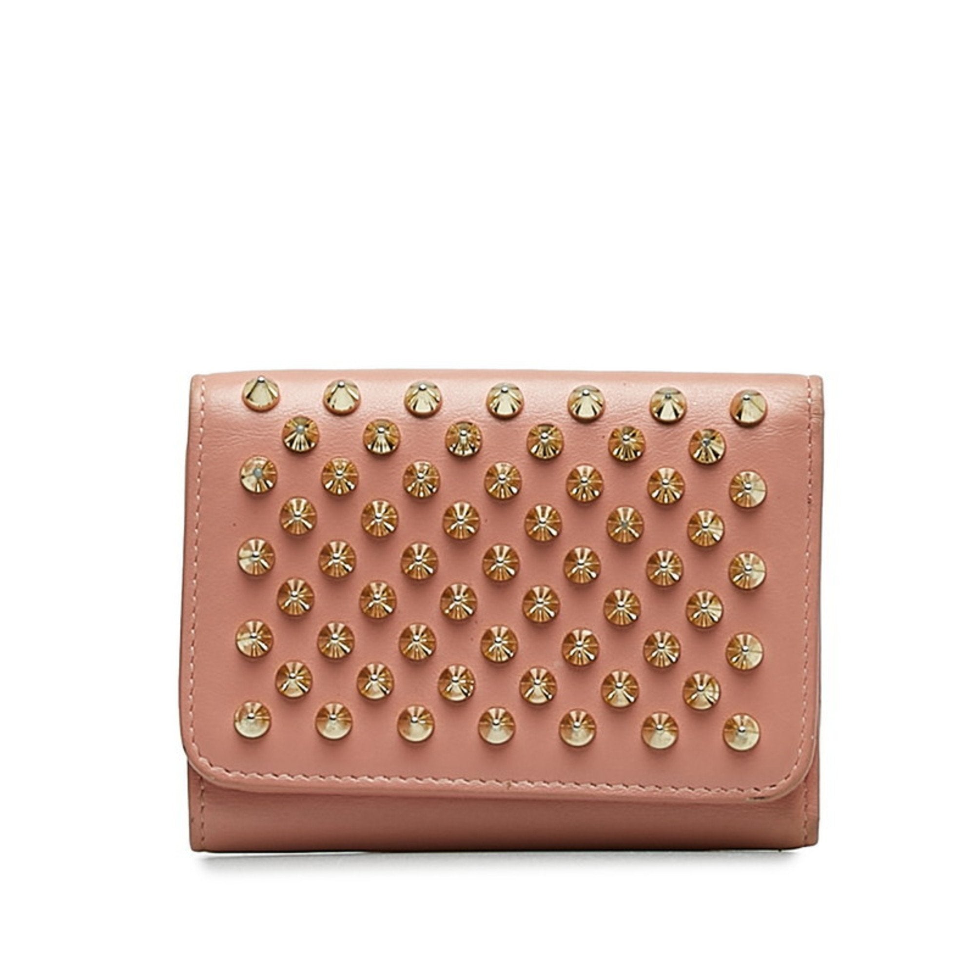 Christian Louboutin Gold Pink Leather Wallet (Tri-Fold) (Pre-Owned)