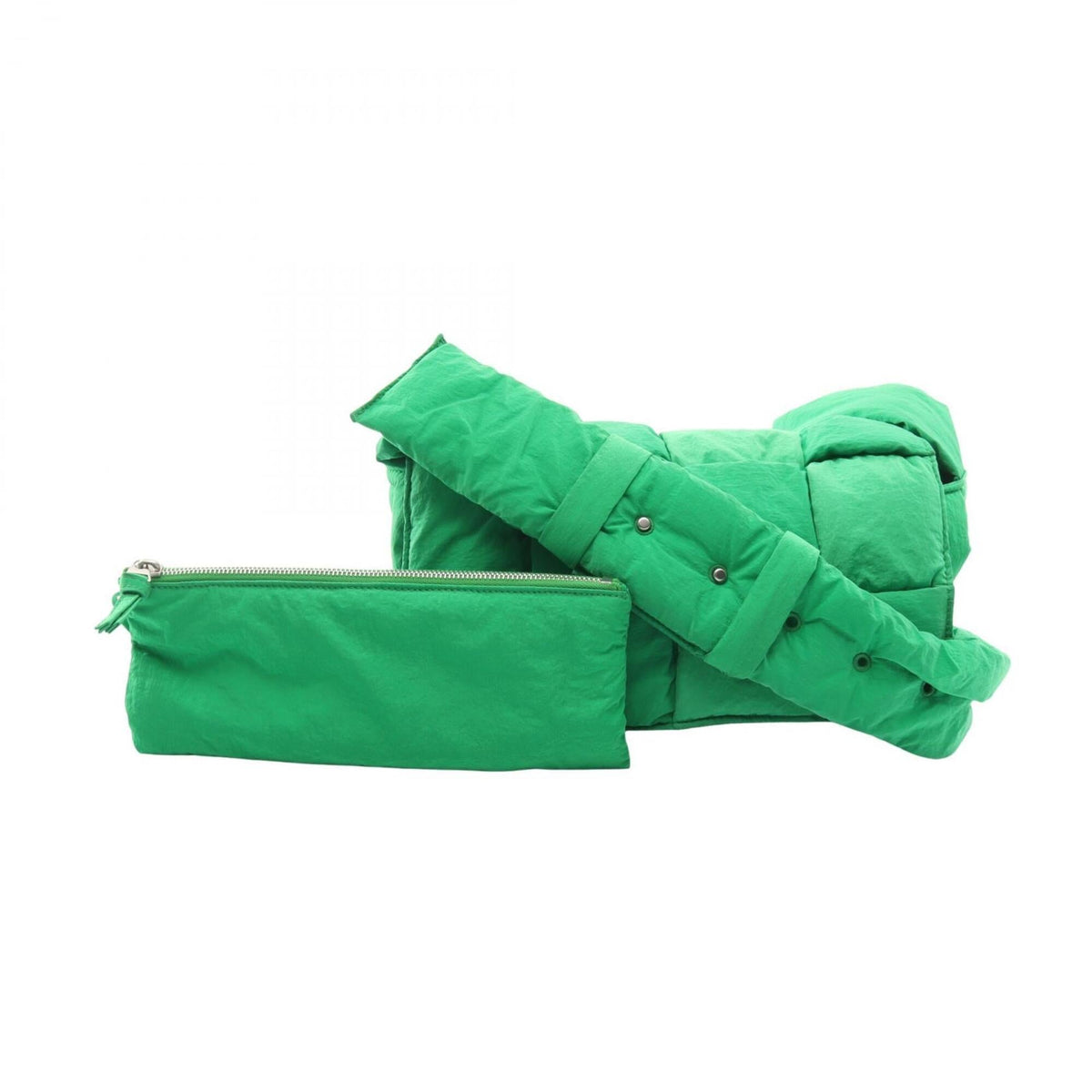 Bottega Veneta Green Nylon Handbag Pouch Shoulder Bag (Pre-Owned)