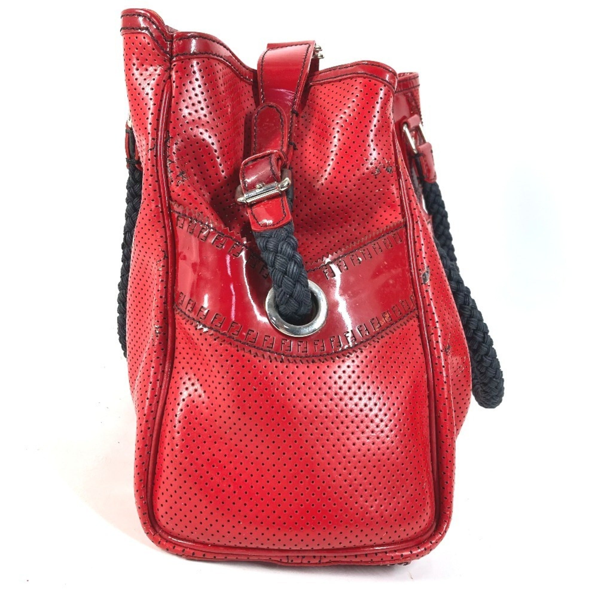 Fendi Black Red Color Shoulder Bag Tote Bag (Pre-Owned)