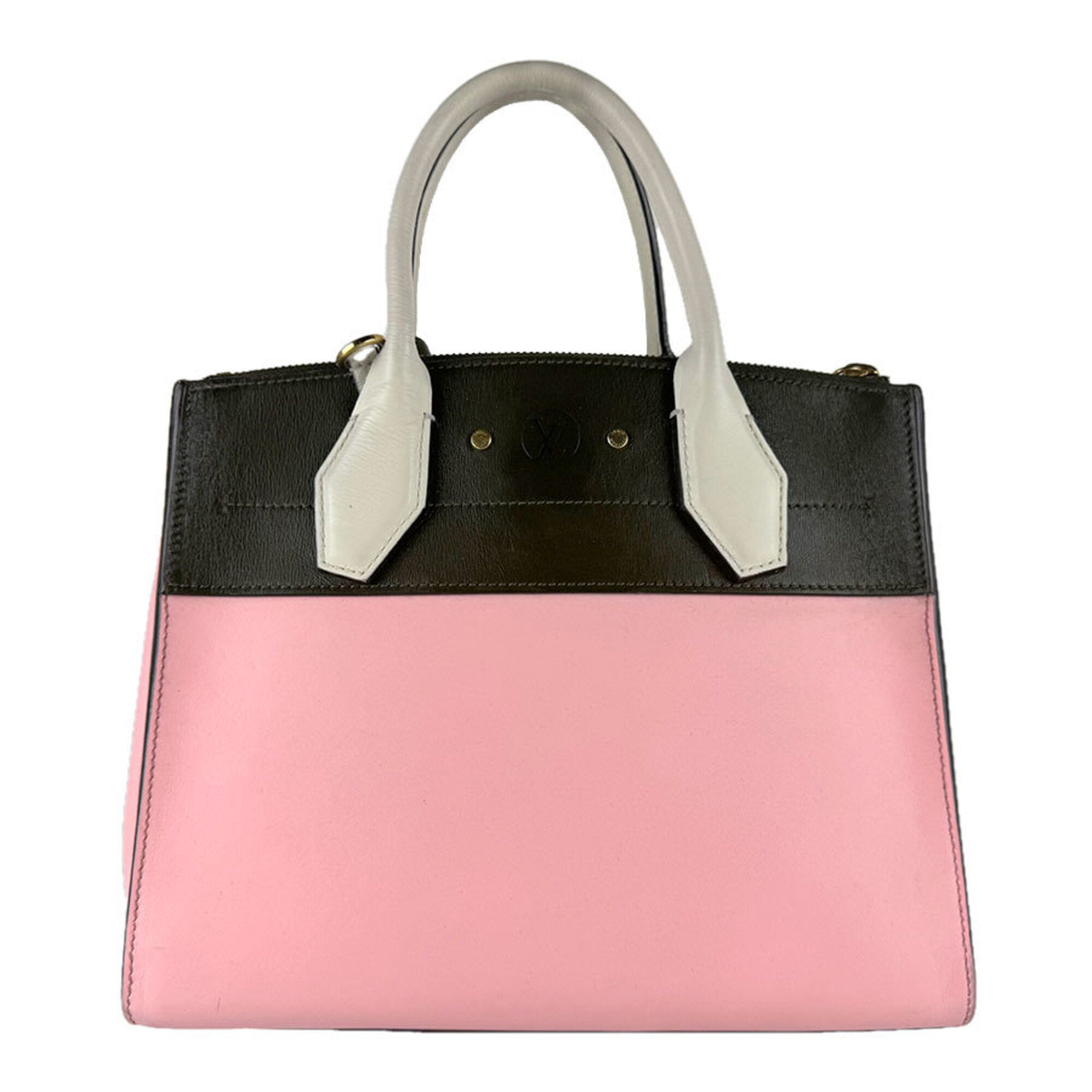 Louis Vuitton Khaki Pink White Leather Handbag Shoulder Bag (Pre-Owned)