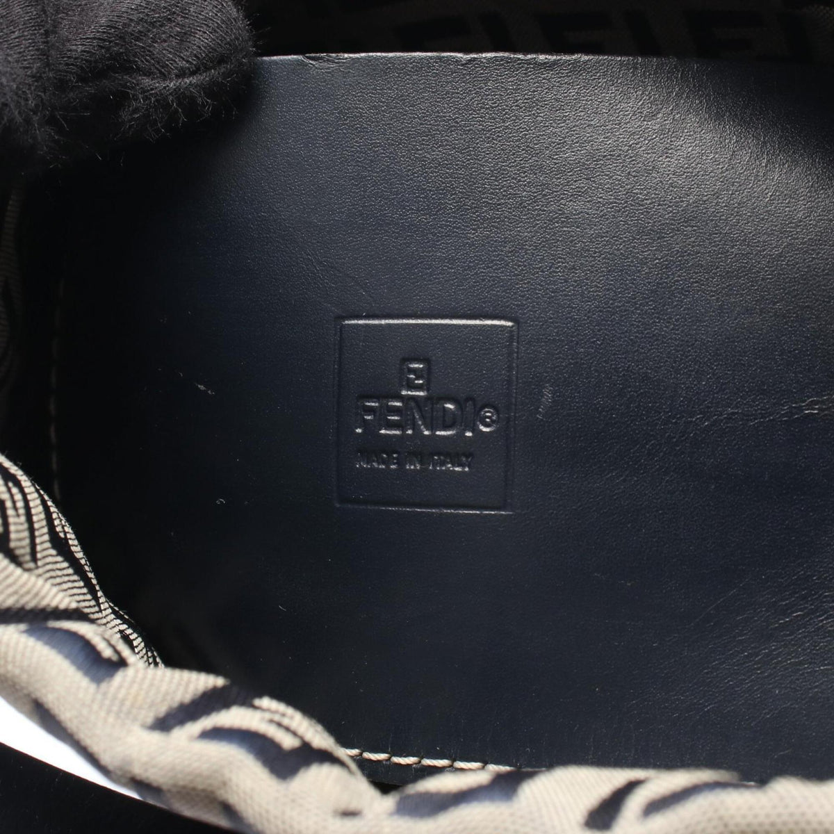 Fendi Gray Navy Canvas Leather Handbag Shoulder Bag (Pre-Owned)