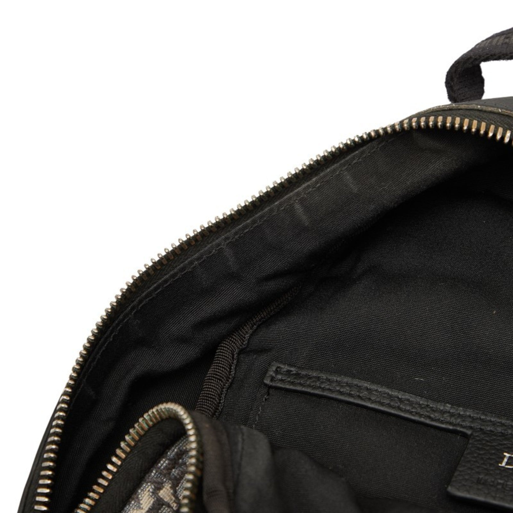 Christian Dior Beige Black Canvas Leather Shoulder Bag Sling Bag (Pre-Owned)