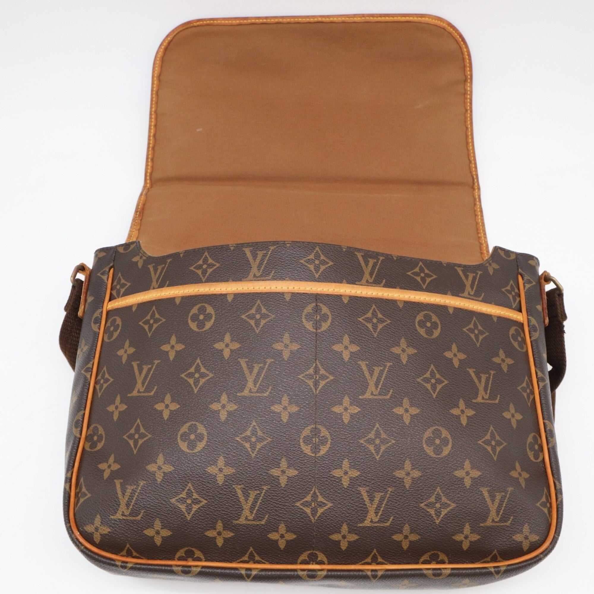 Louis Vuitton Monogram Beige Brown Coated Canvas Leather Shoulder Bag (Pre-Owned)