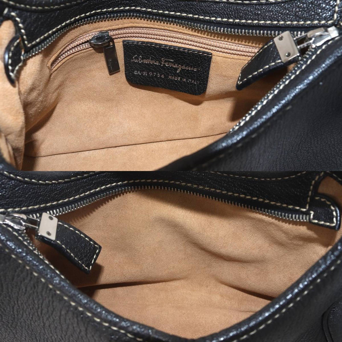 Salvatore Ferragamo Black Leather Shoulder Bag (Pre-Owned)