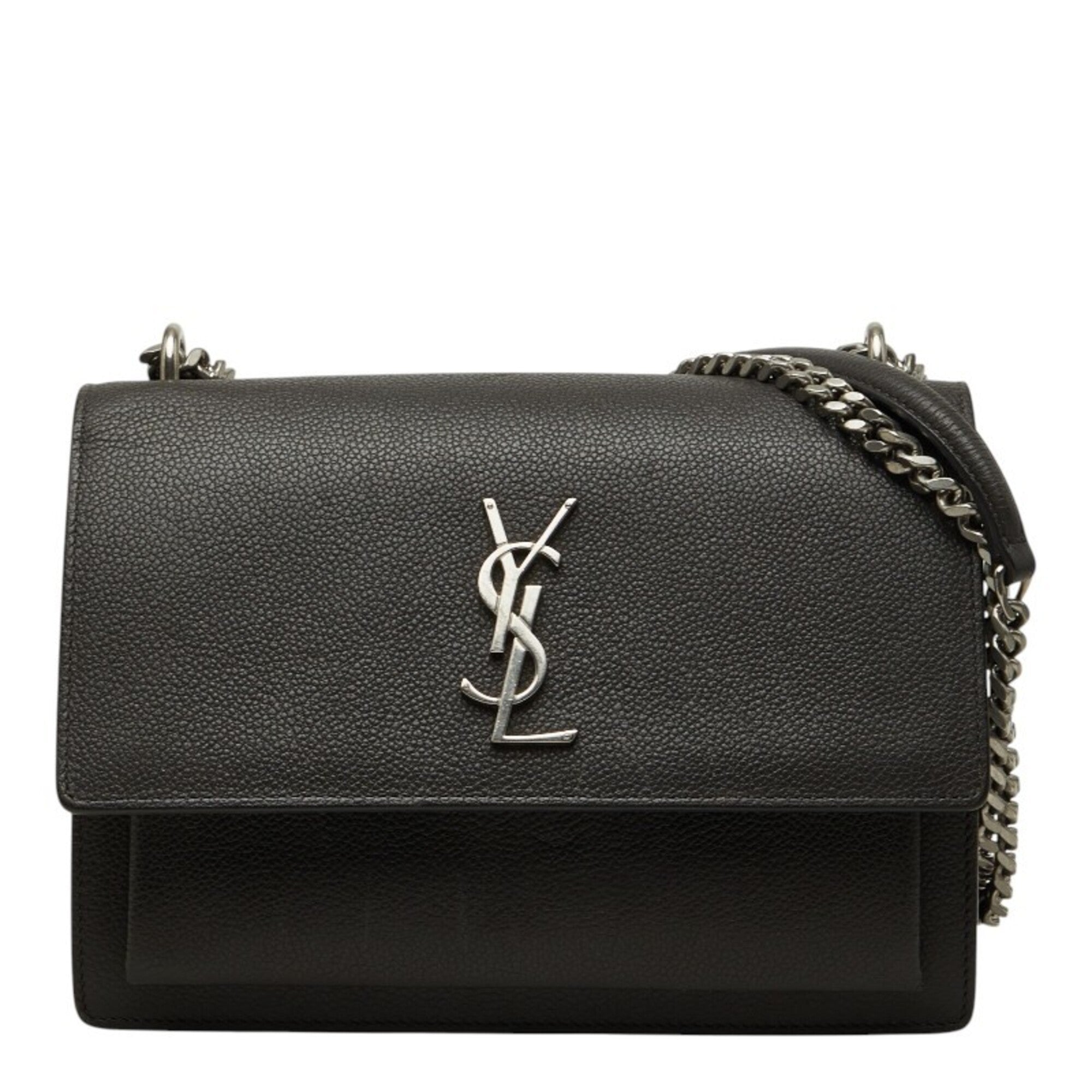 Saint Laurent Gray Leather Shoulder Bag (Pre-Owned)