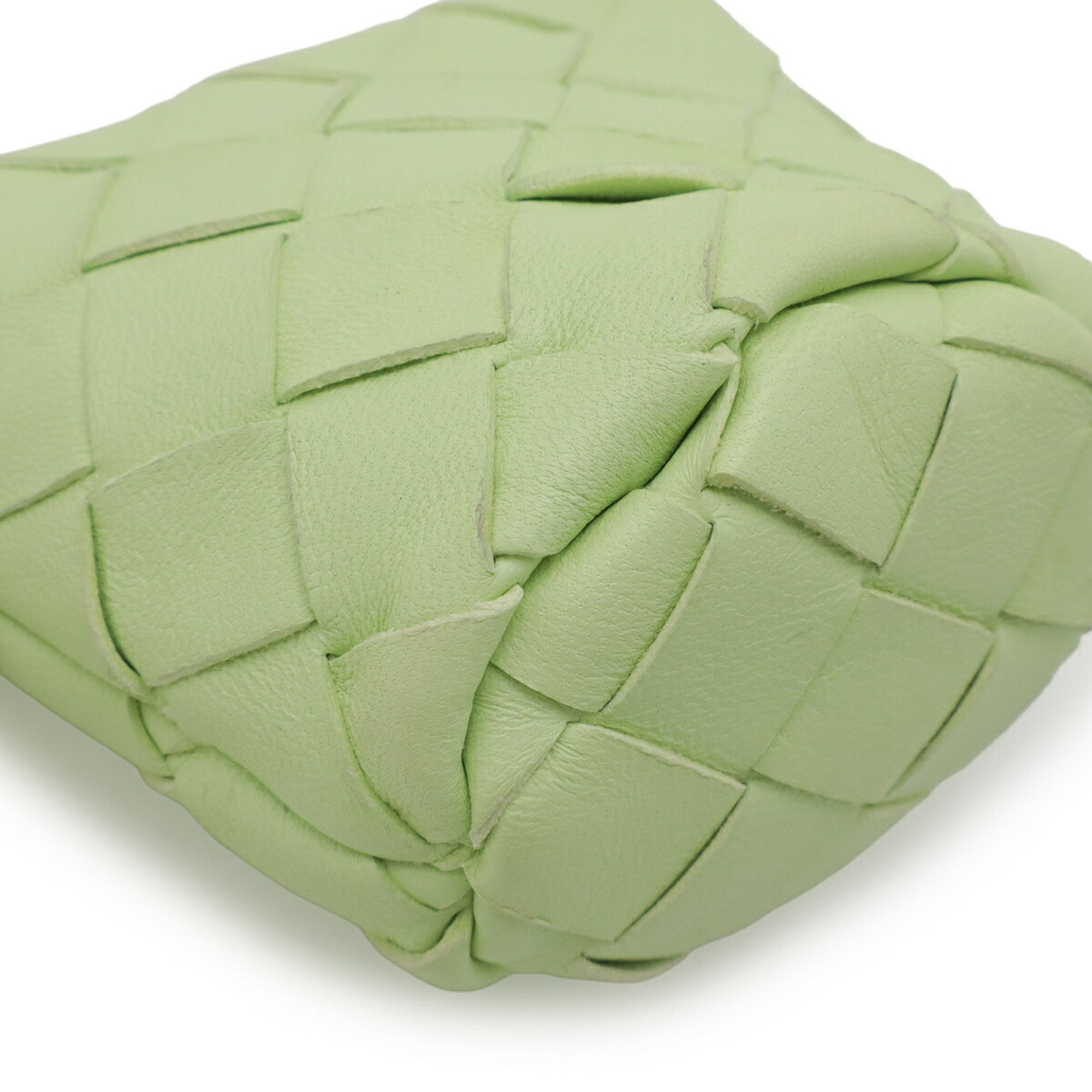 Bottega Veneta Intrecciato Lime Green Leather Coin Purse/Coin Case (Pre-Owned)
