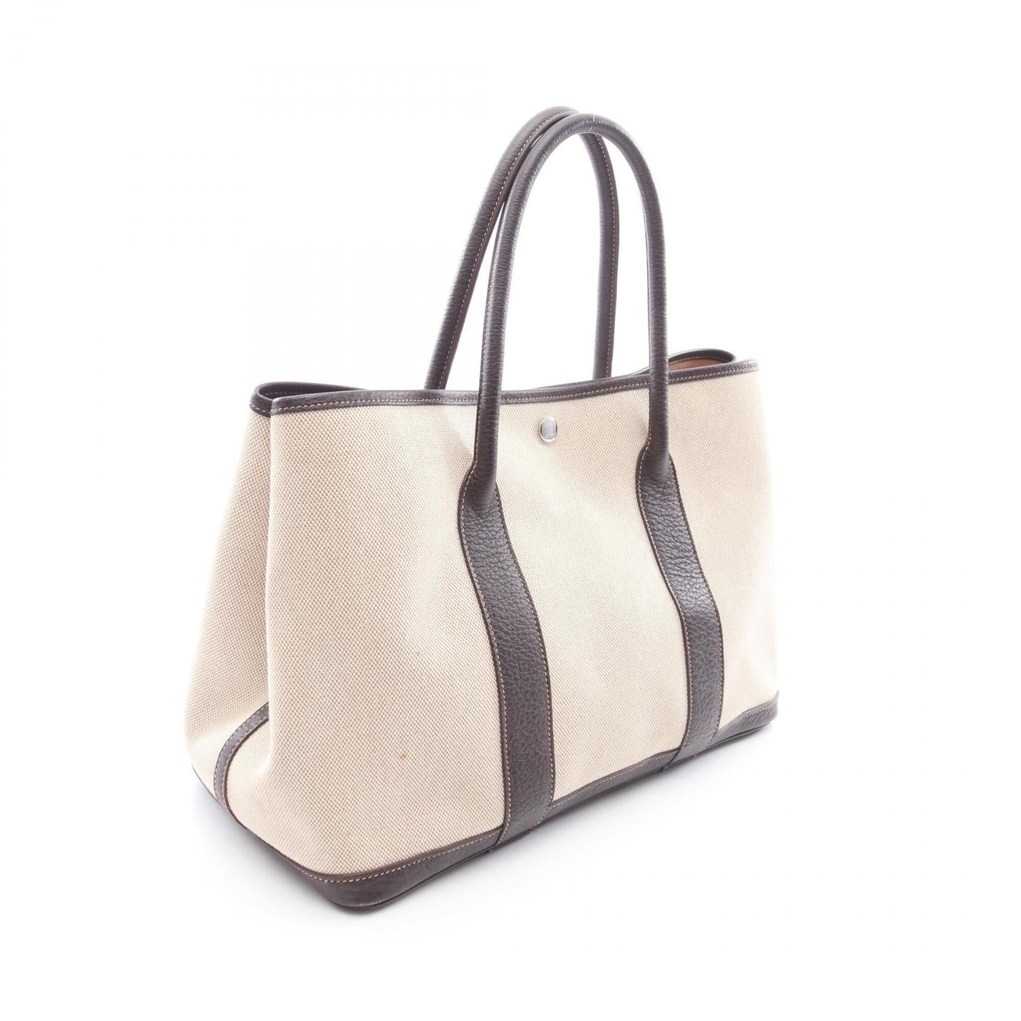 Hermes Brown Ivory Toile H Buffalo Leather Handbag Tote Bag (Pre-Owned)