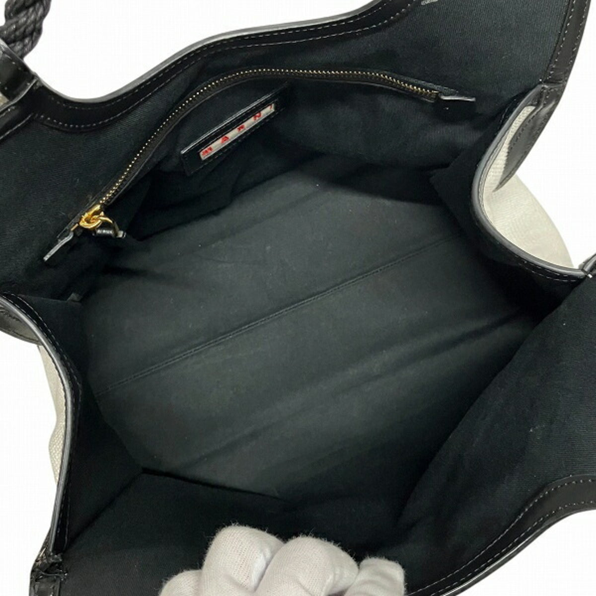 Marni Black White Canvas Handbag Tote Bag (Pre-Owned)