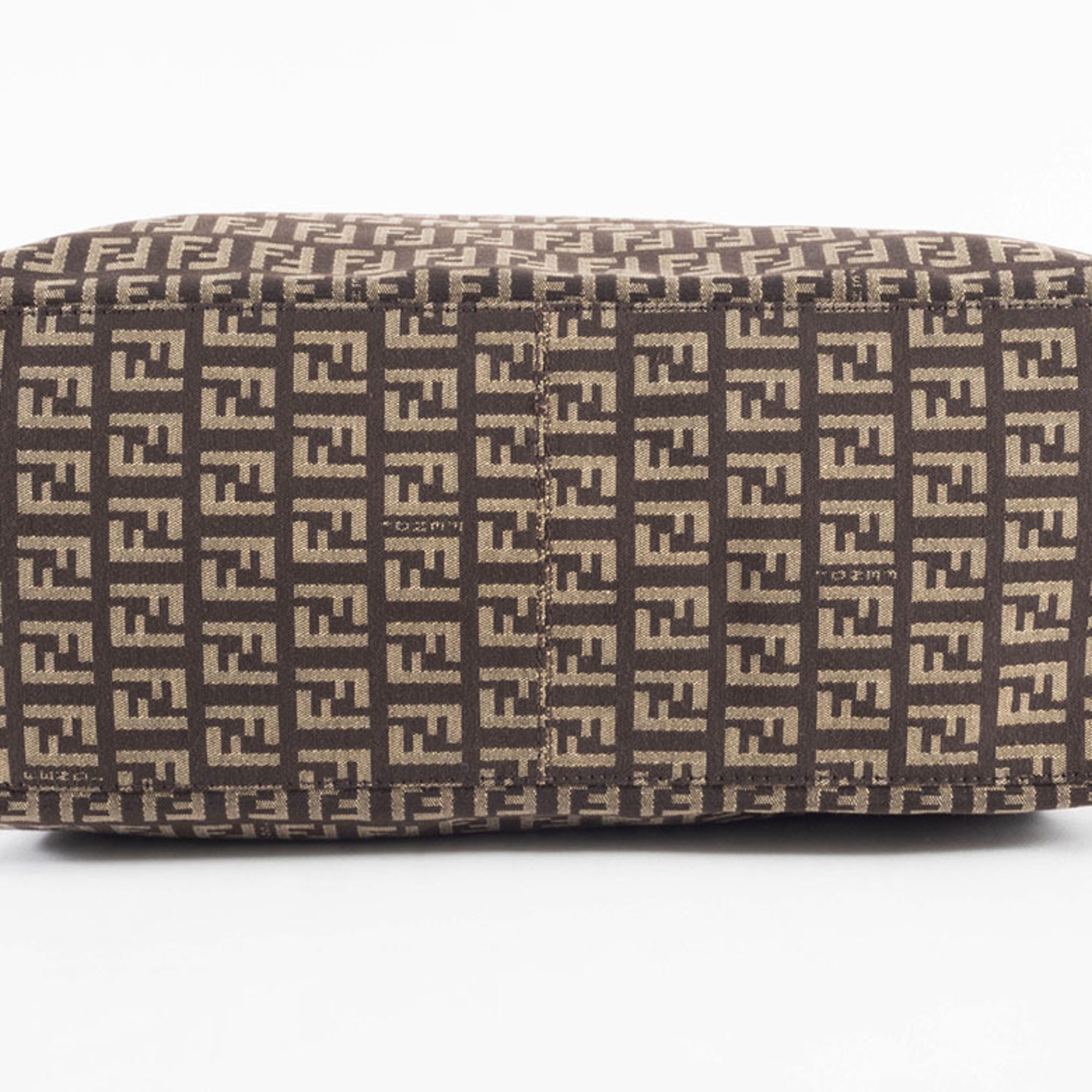 Fendi Zucchino Beige Brown Zucchino Canvas Leather Tote Bag (Pre-Owned)
