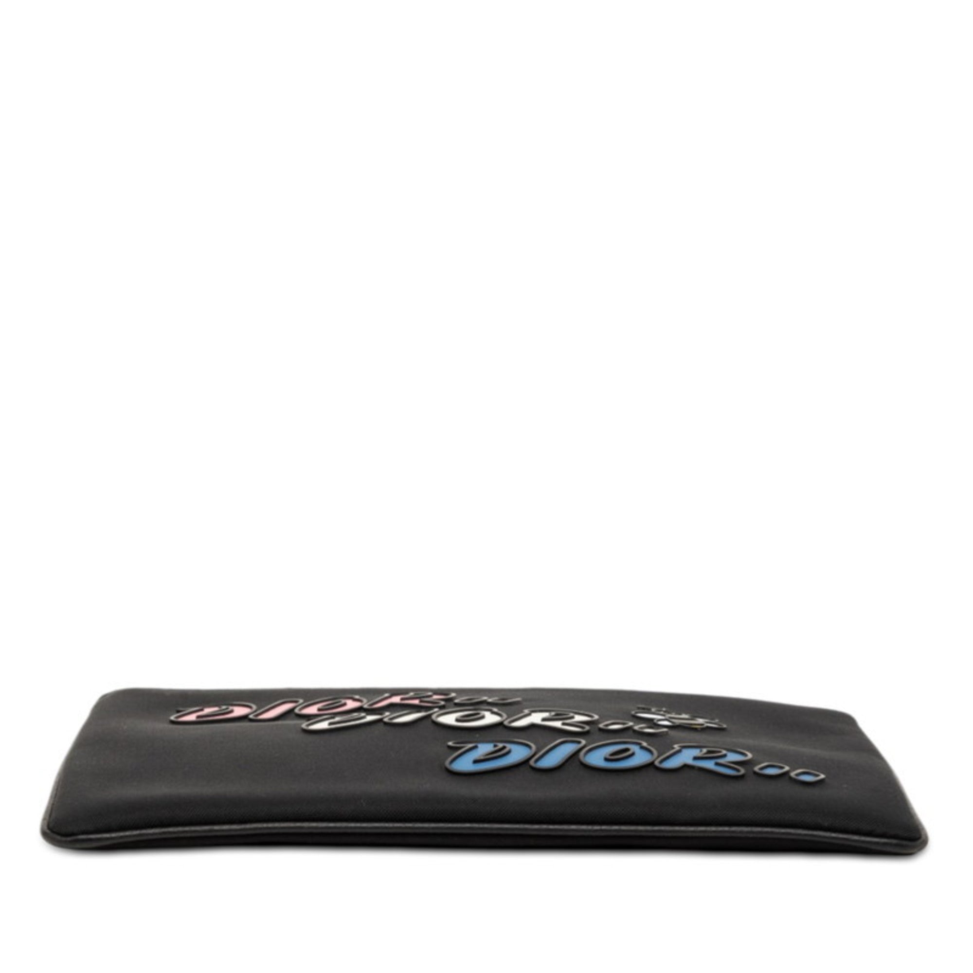 Christian Dior Black Multi-Color Nylon Leather Clutch Bag Handbag Pouch (Pre-Owned)