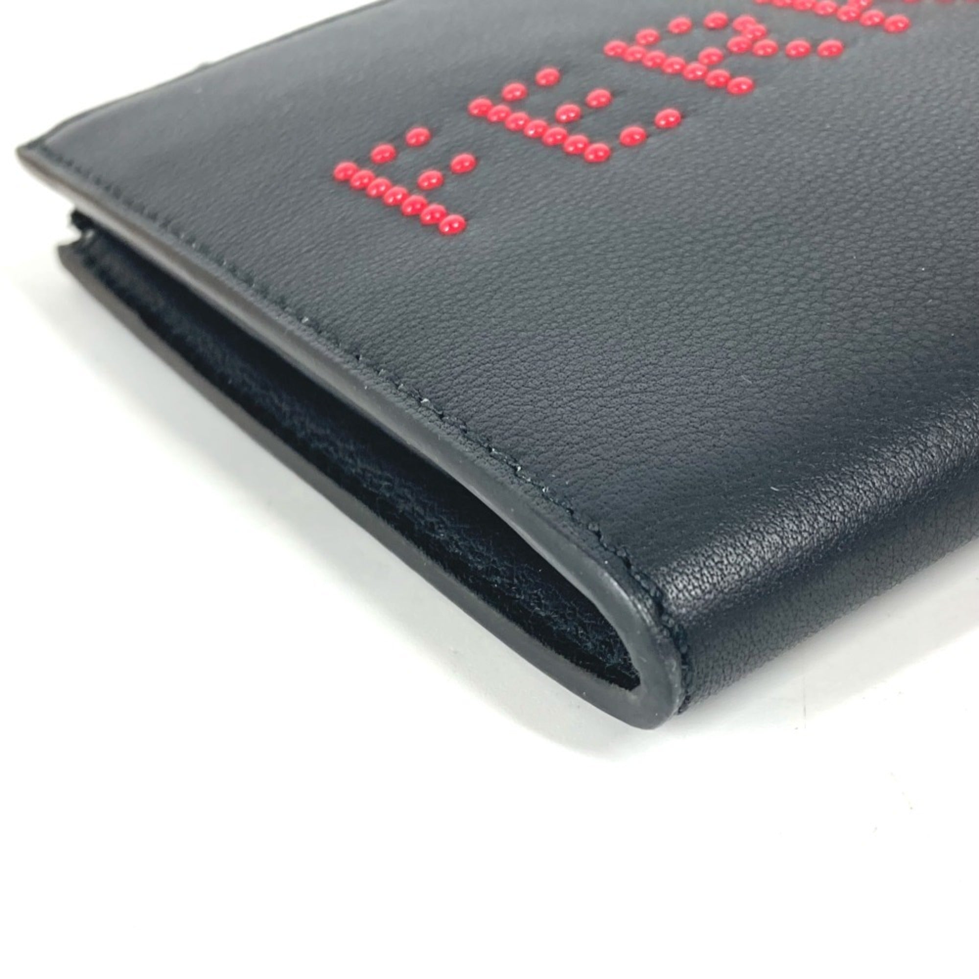 Salvatore Ferragamo Black Red Color Leather Clutch Bag Pouch (Pre-Owned)