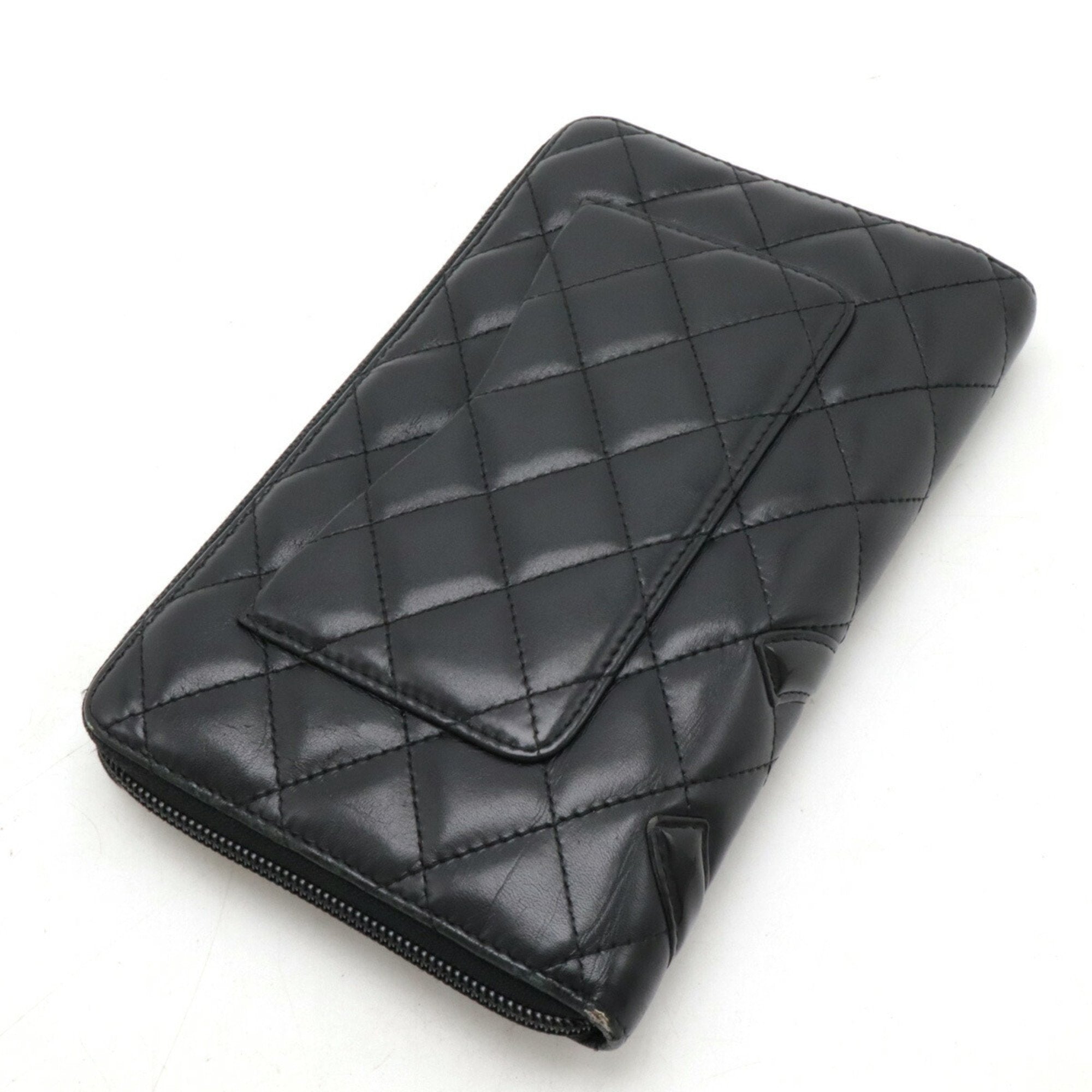 Chanel Black Pink Leather Long Wallet (Bi-Fold) (Pre-Owned)