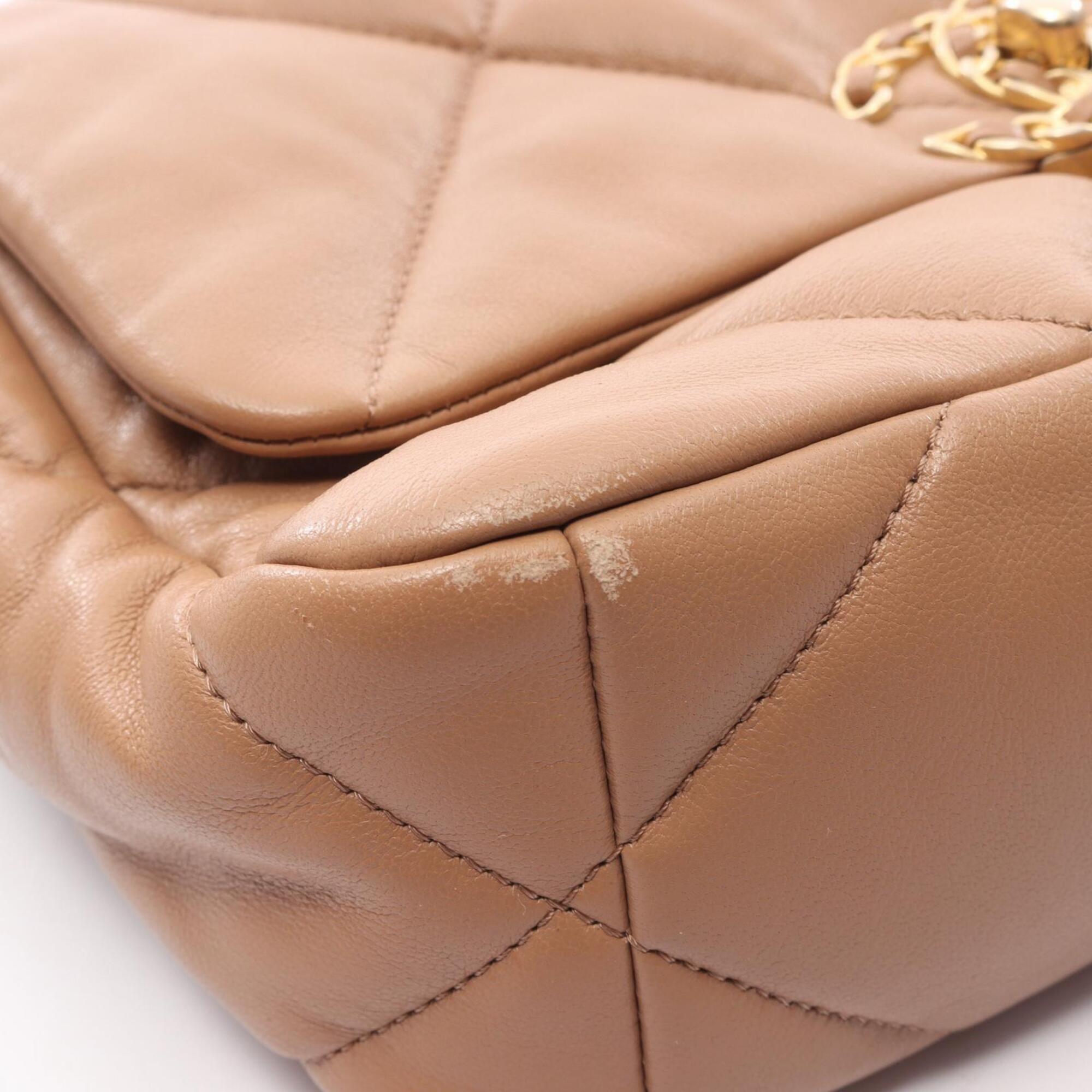 Chanel Brown Leather Handbag Shoulder Bag (Pre-Owned)