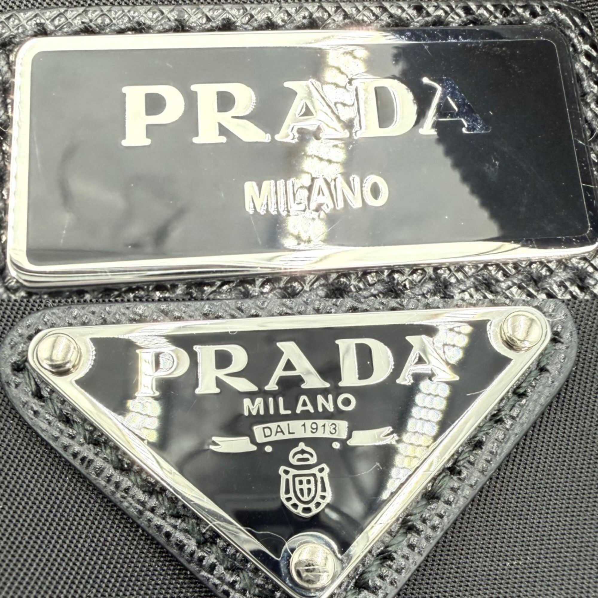 Prada Black White Nylon Shoulder Bag Sling Bag (Pre-Owned)