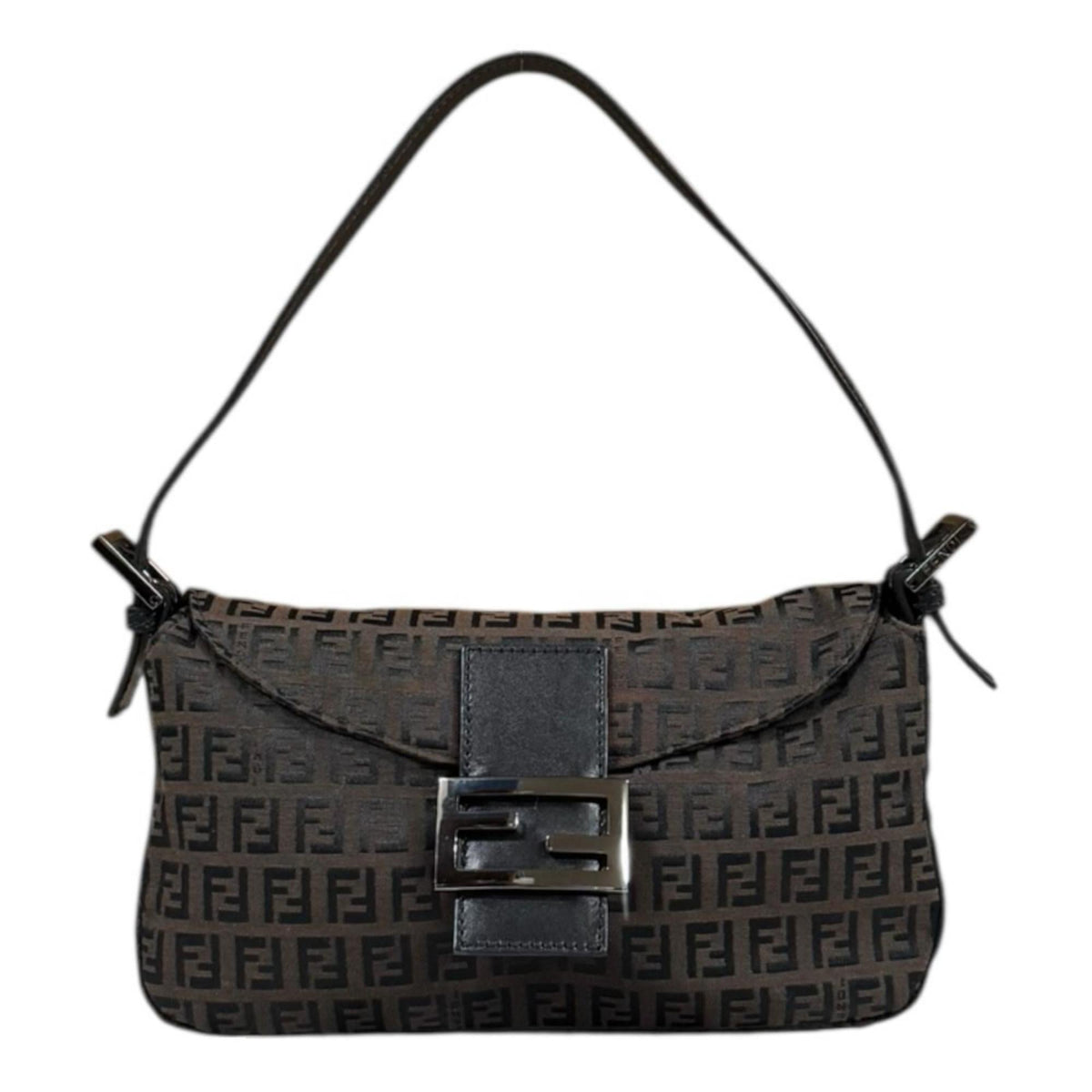 Fendi Brown Canvas Leather Handbag (Pre-Owned)