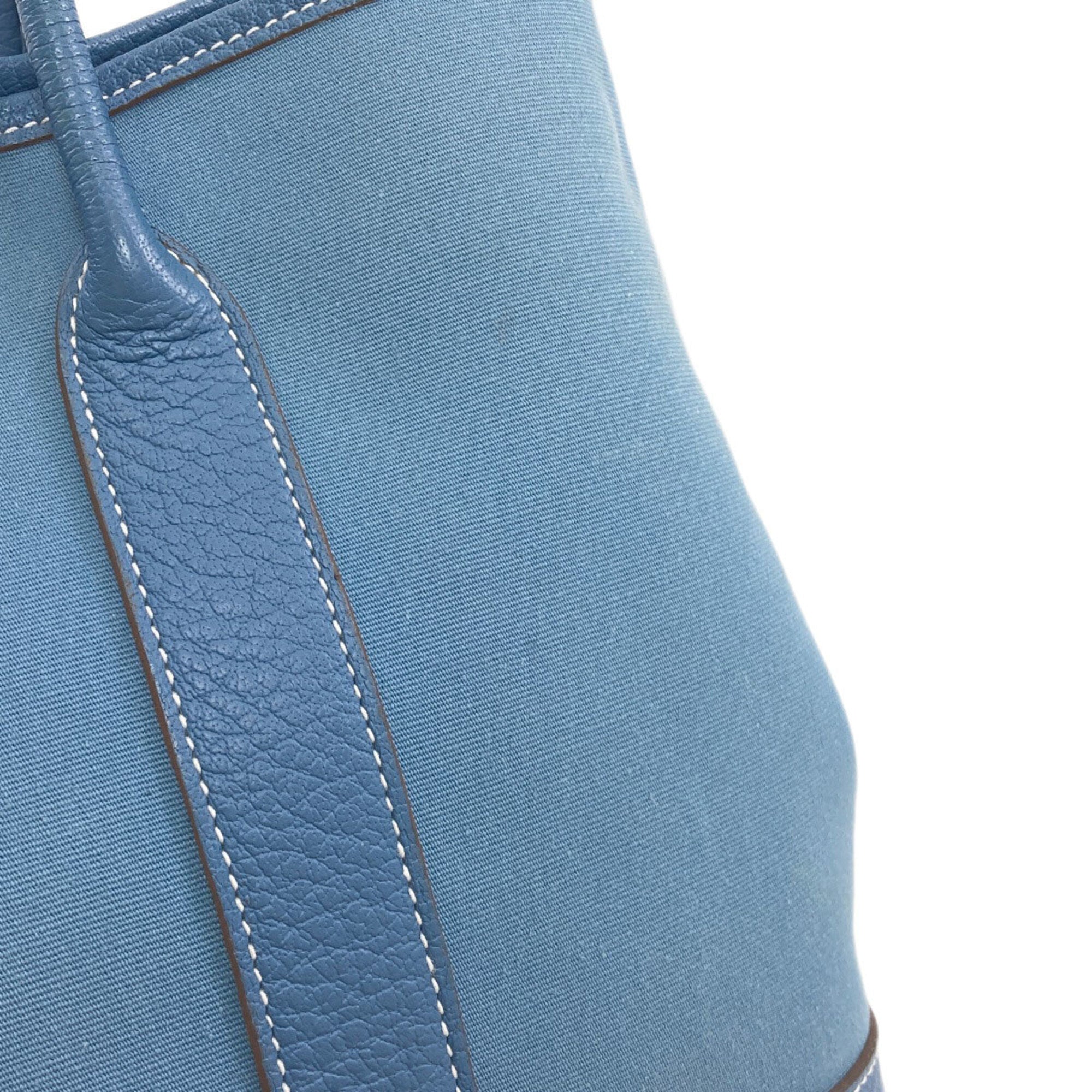 Hermes Garden Blue Jean Toile Officier Handbag (Pre-Owned)