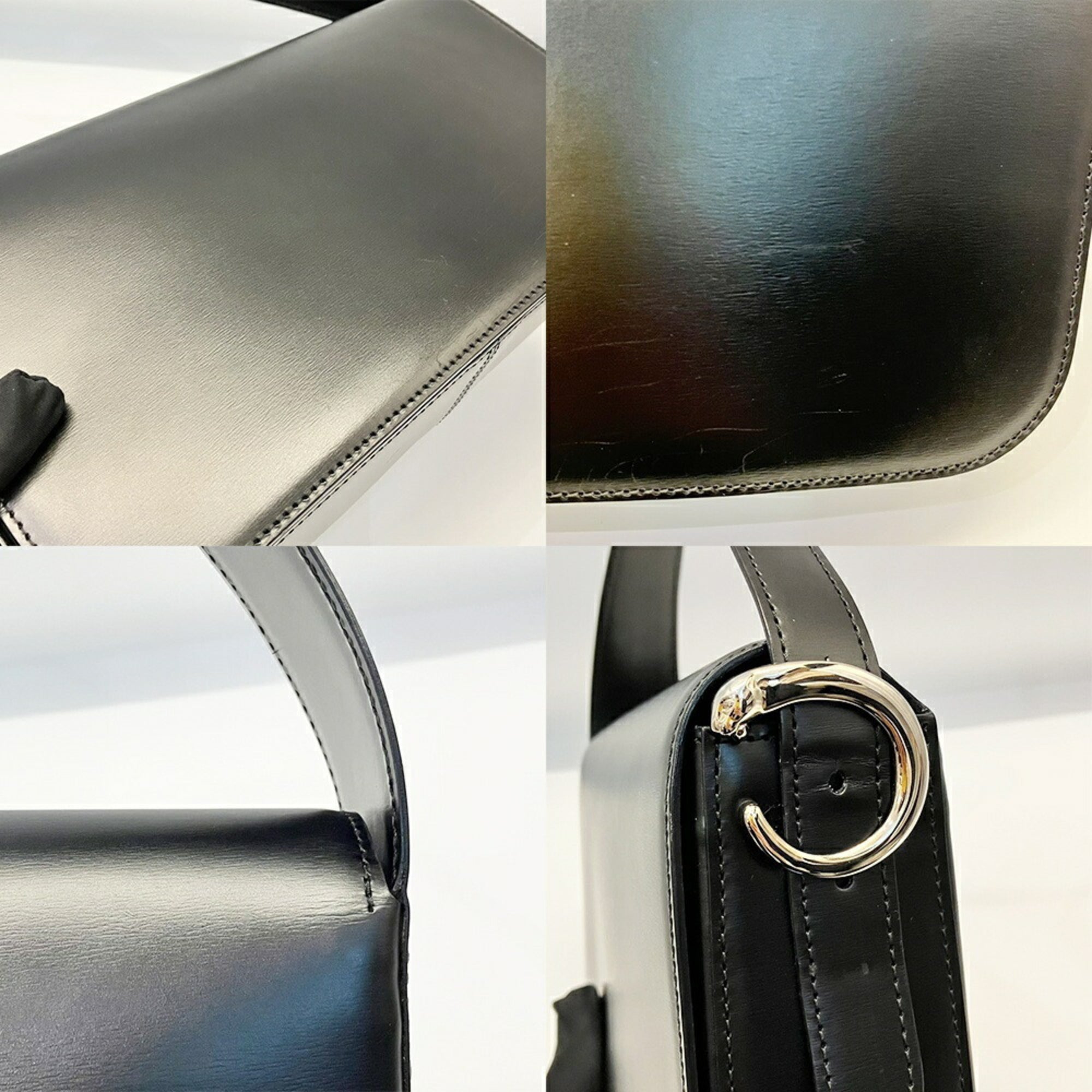 Cartier Panthère Black Leather Shoulder Bag (Pre-Owned)