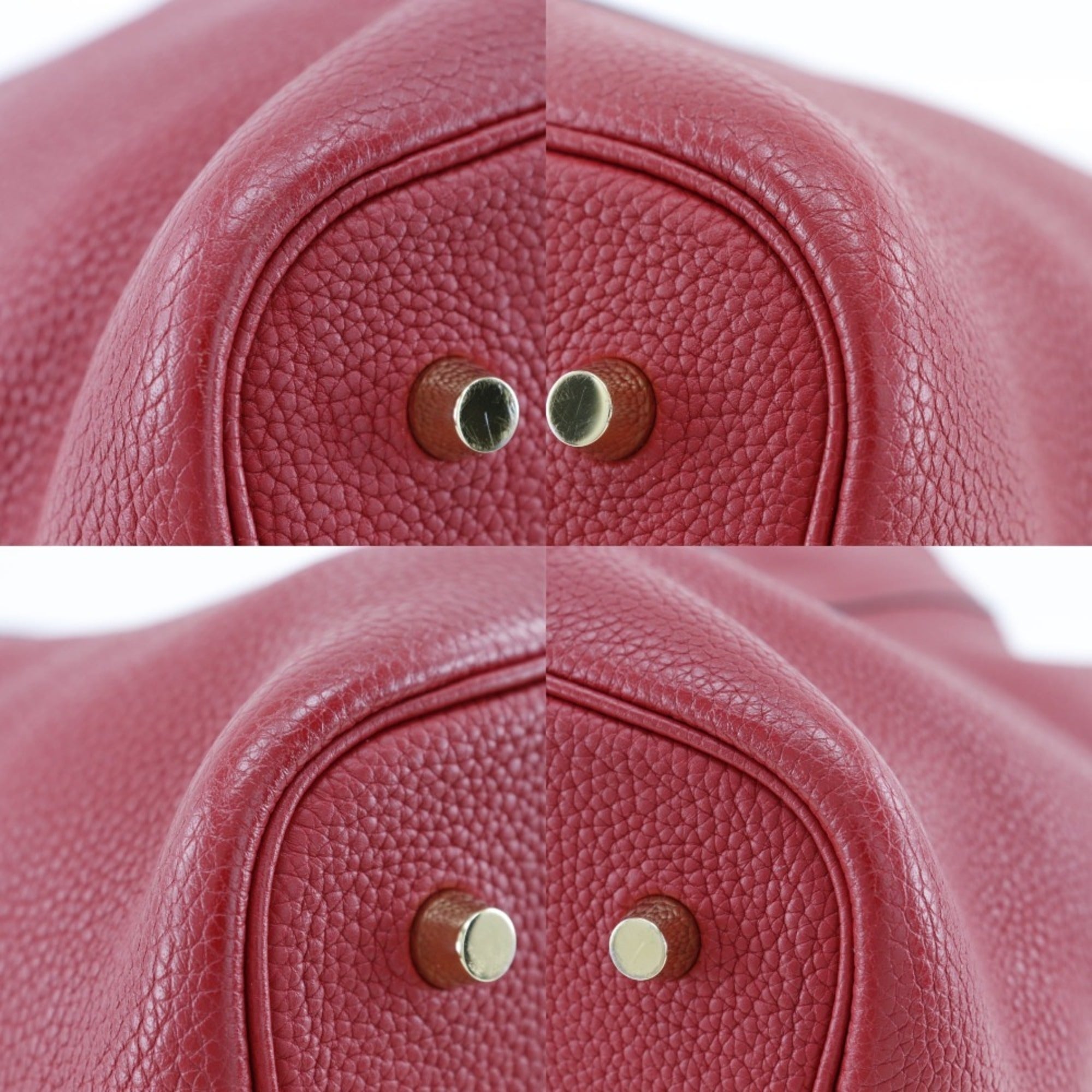 Hermes Picotin Red Color Taurillon Clemence Leather Handbag (Pre-Owned)