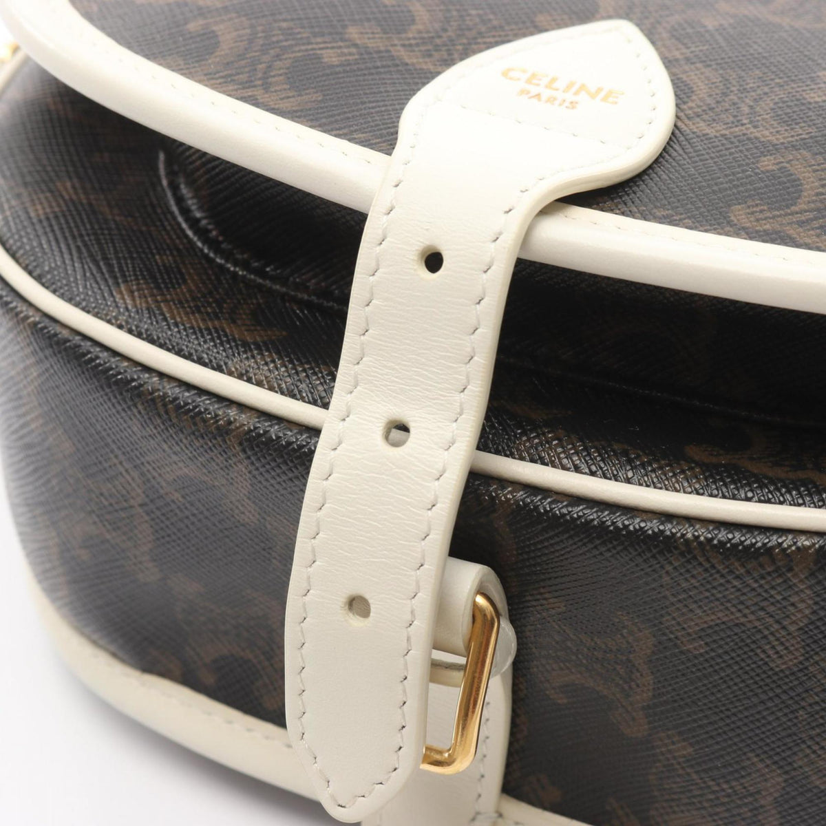 Celine Black Brown White Coated Canvas Pvc Leather Shoulder Bag (Pre-Owned)
