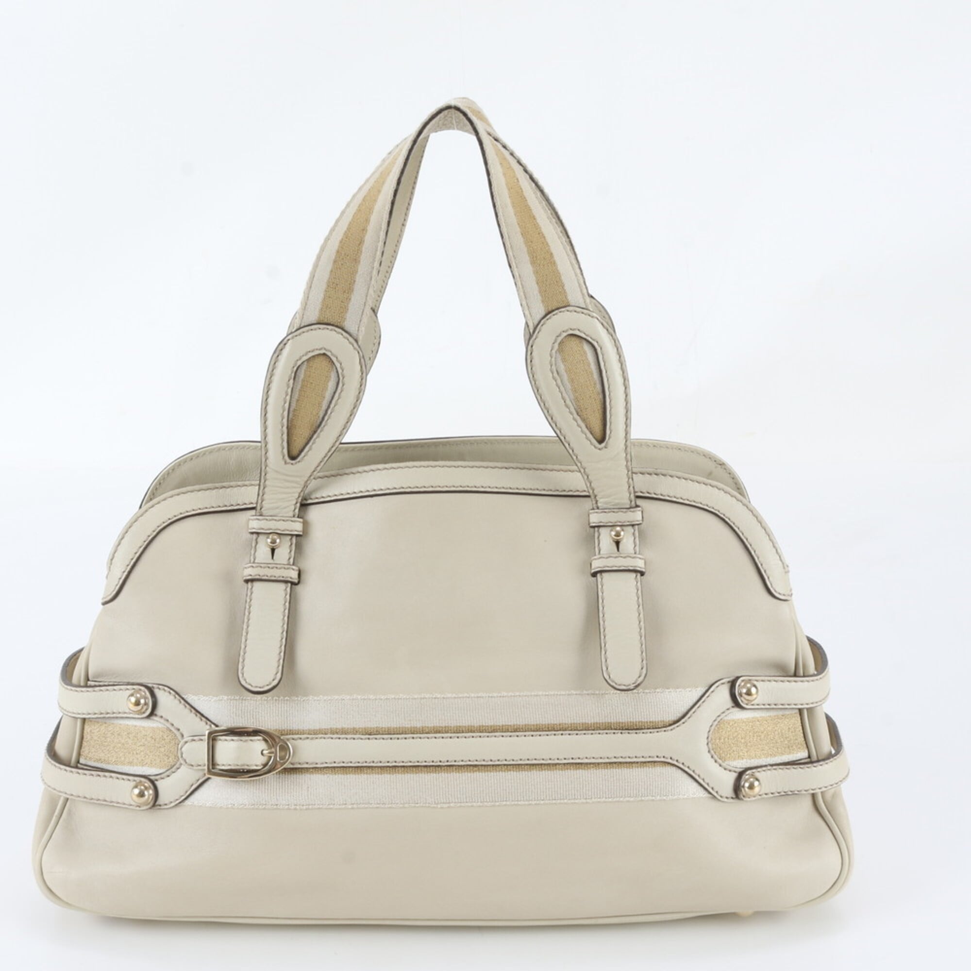 Gucci Ivory Leather Boston Bag Handbag Shoulder Bag Tote Bag (Pre-Owned)