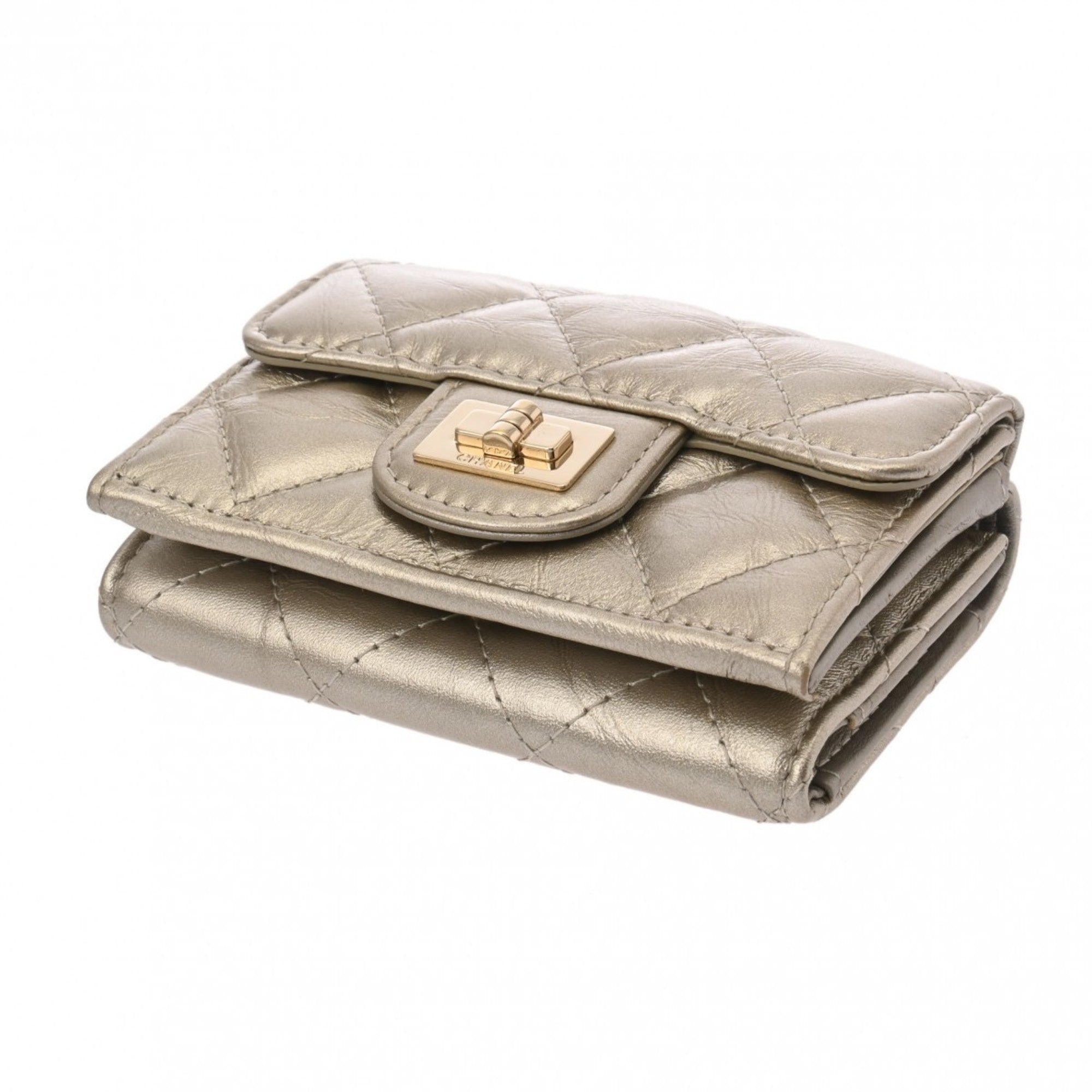 Chanel Silver Leather Wallet (Tri-Fold) (Pre-Owned)