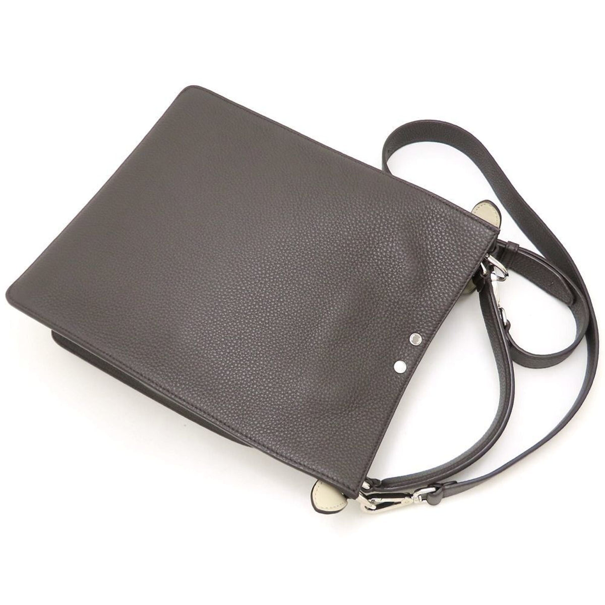 Fendi Dark Brown Yellow Leather Shoulder Bag (Pre-Owned)