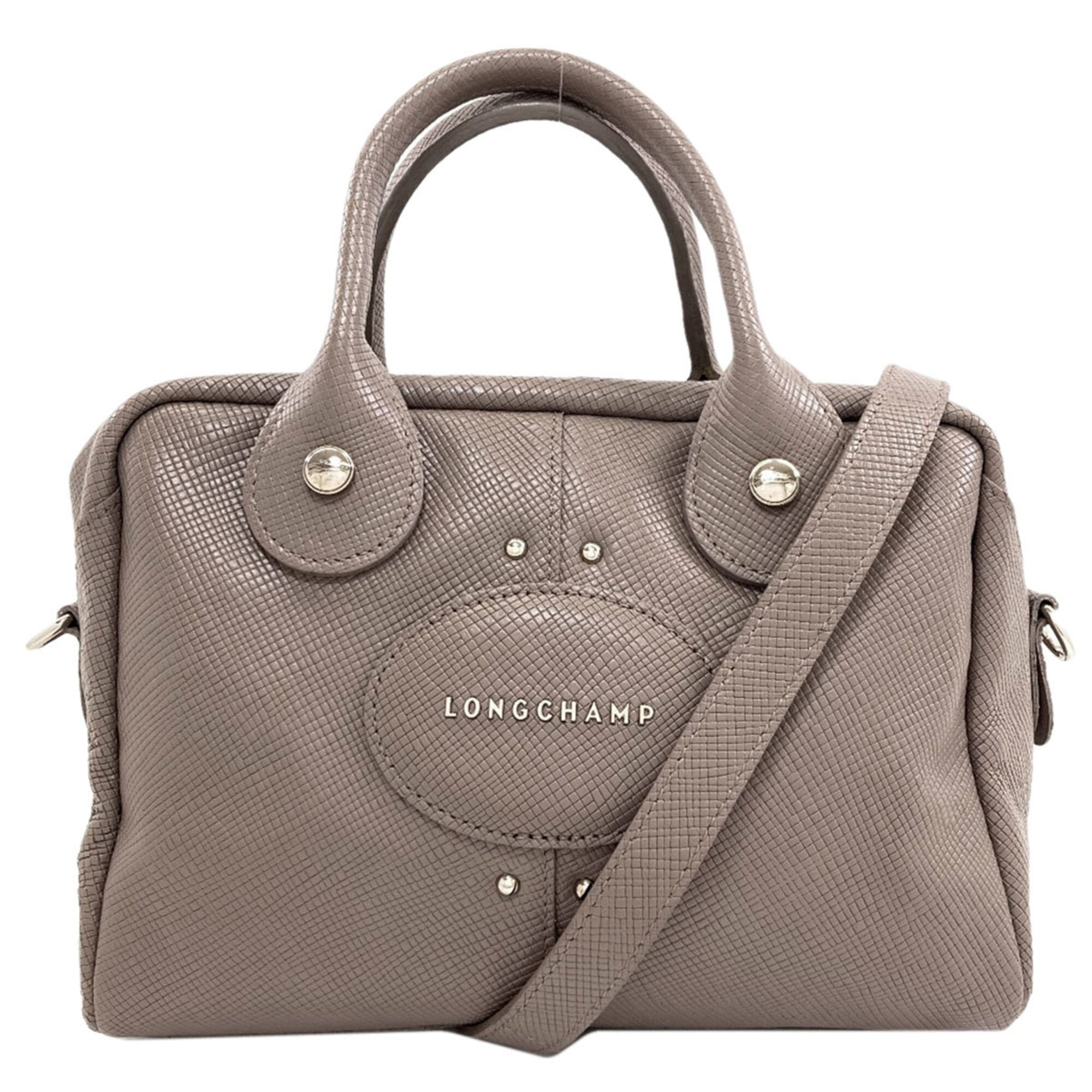 Longchamp Grayish Leather Handbag (Pre-Owned)