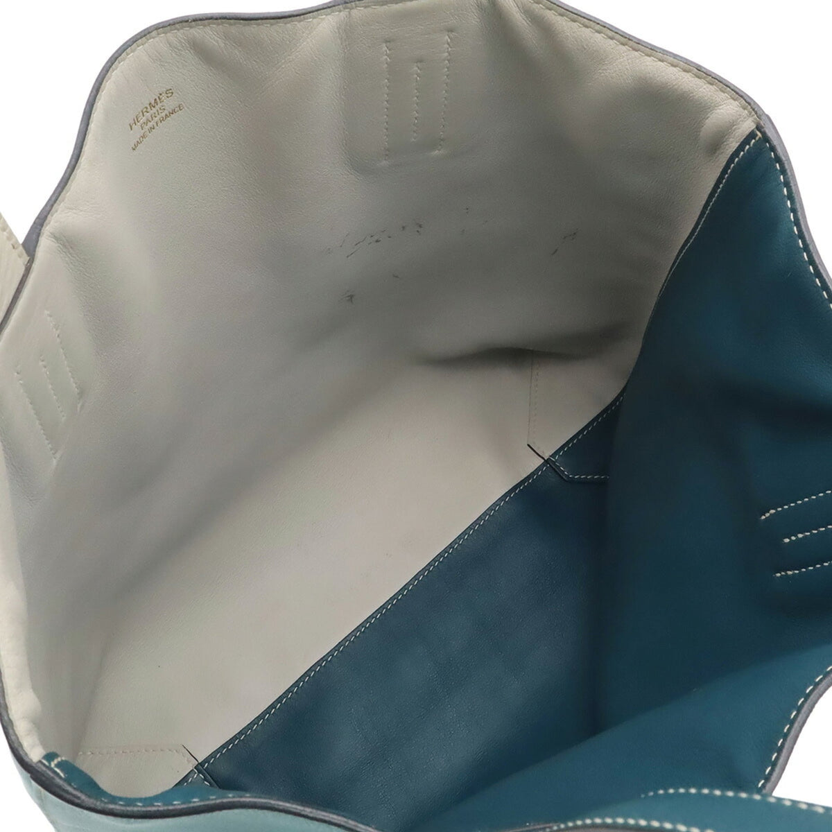 Hermes Blue Leather Tote Bag (Pre-Owned)